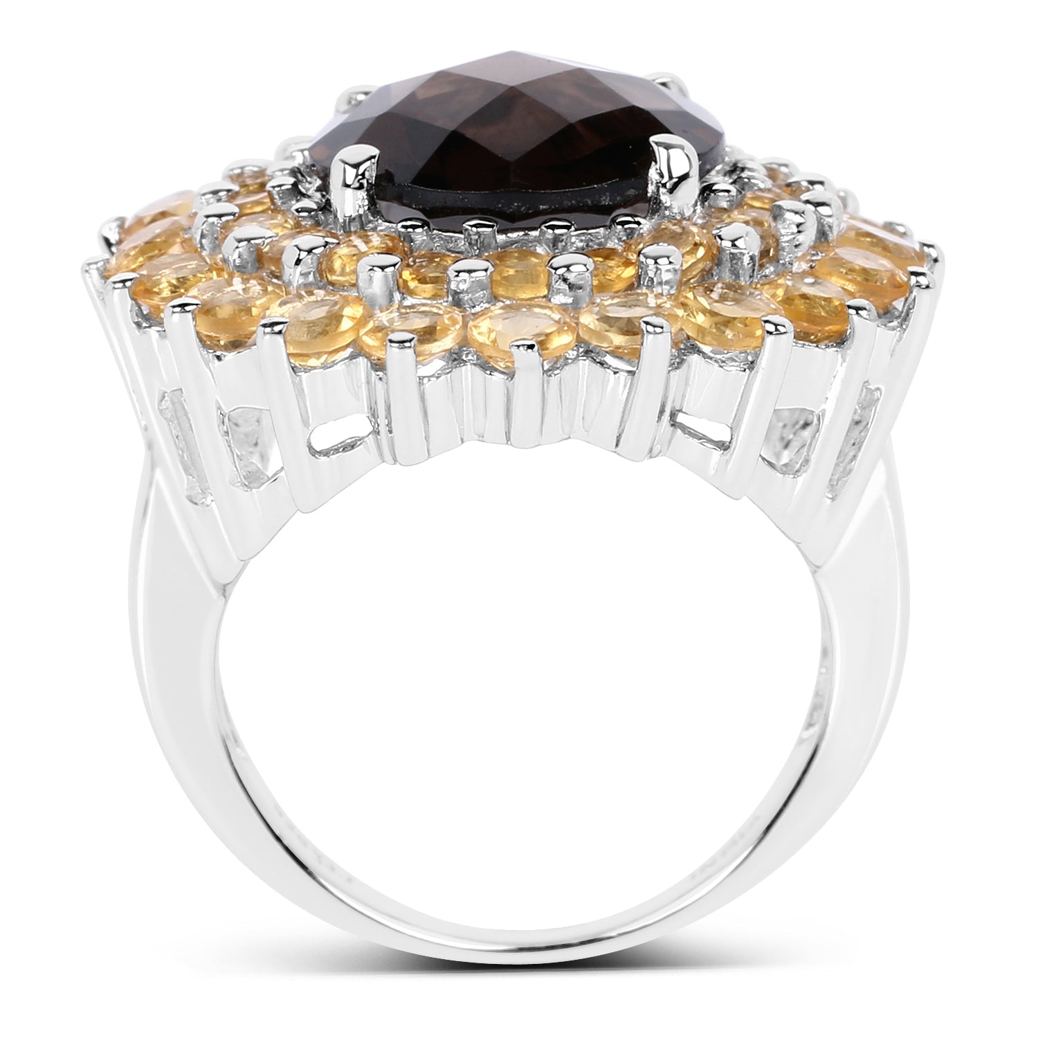 8.56 Carat Genuine Smoky Quartz & Citrine .925 Sterling Silver Ring on sale at MyriadMart