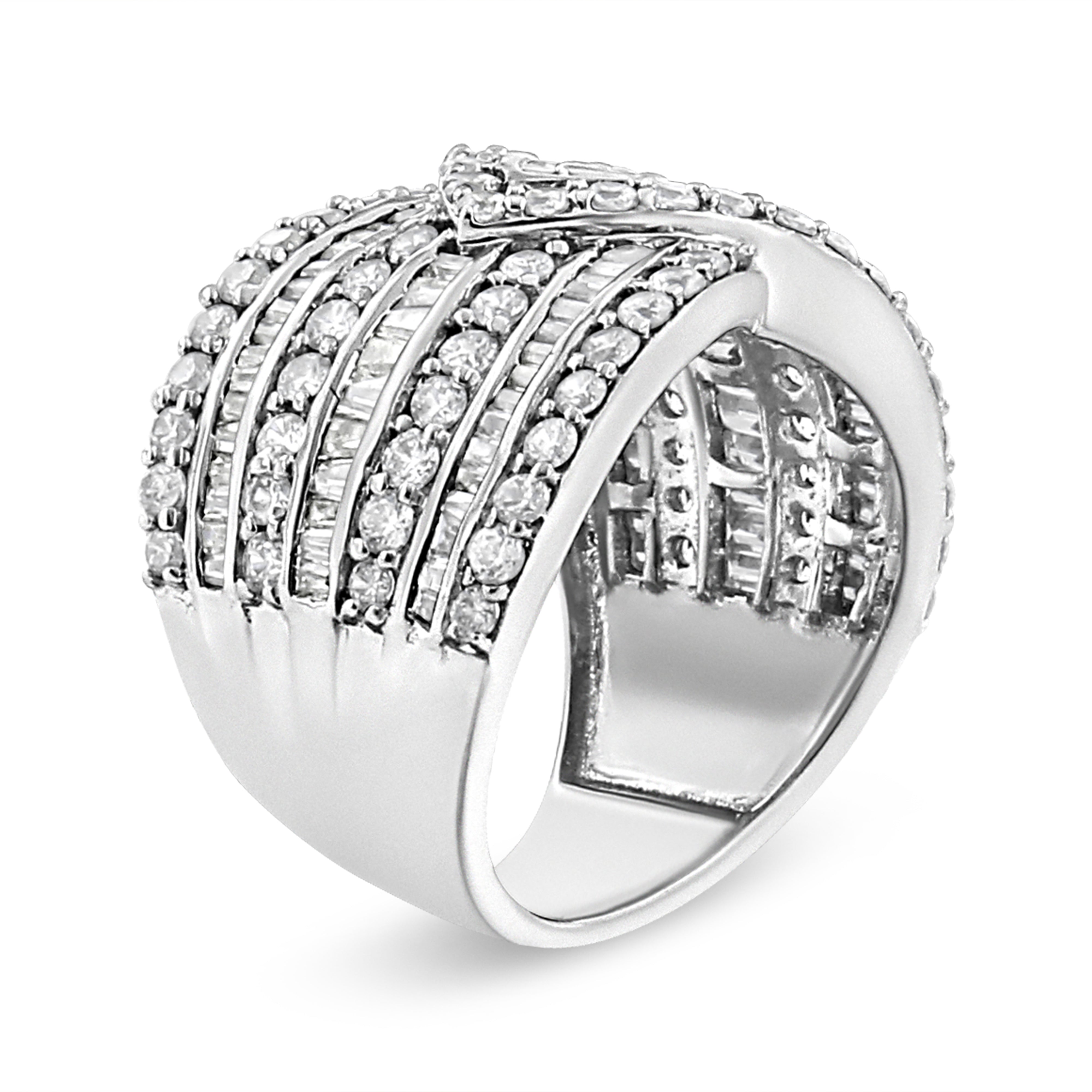 .925 Sterling Silver 2 3/8 Cttw Diamond Multi Row Overlay Band Ring J-K Color, I3 Clarity - Ring Size 7 on sale at MyriadMart