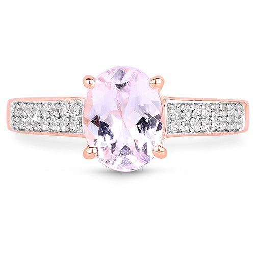 14K Rose Gold Plated 2.91 Carat Genuine Kunzite and White Zircon .925 Sterling Silver Ring on sale at MyriadMart