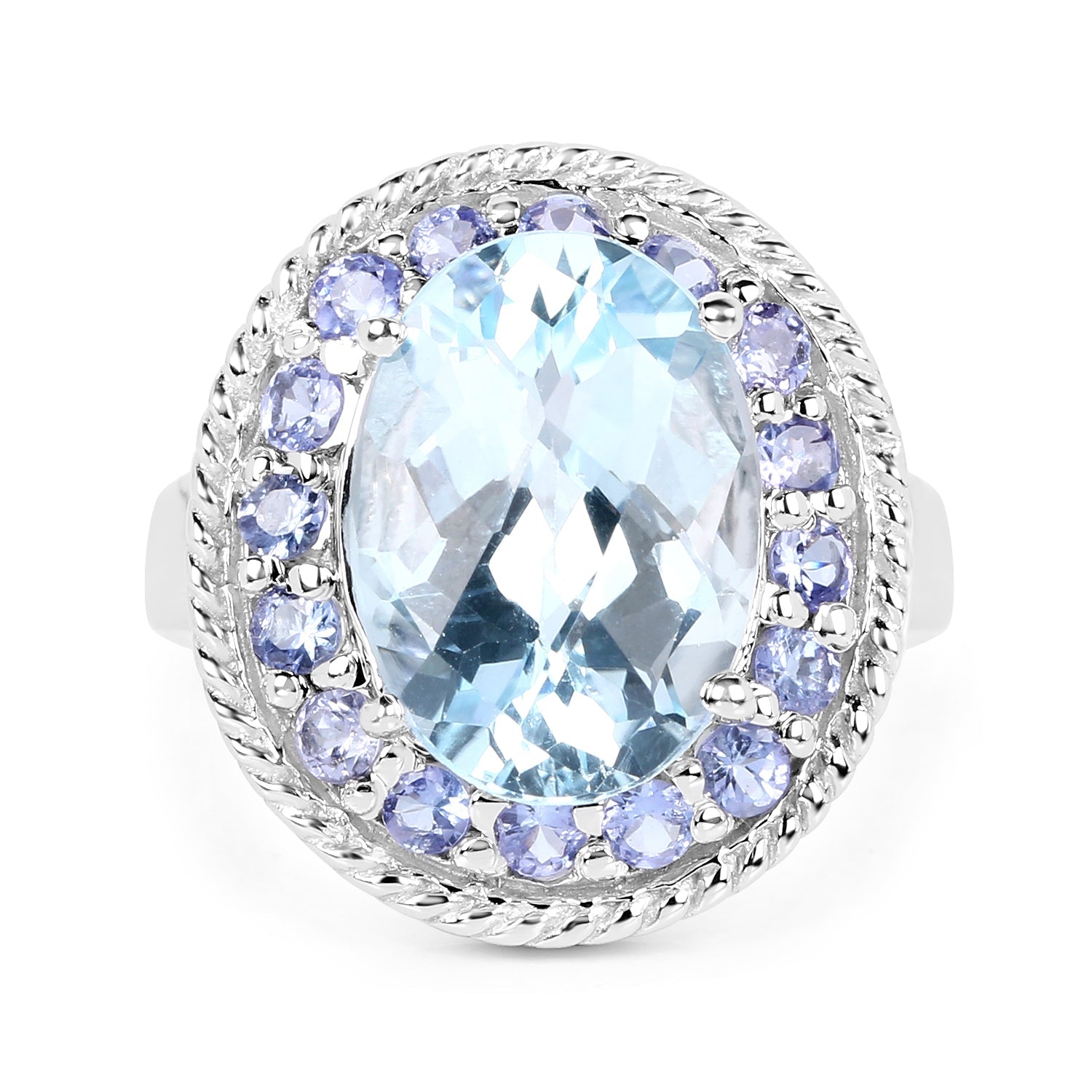 7.41 Carat Genuine Blue Topaz and Tanzanite .925 Sterling Silver Ring on sale at MyriadMart