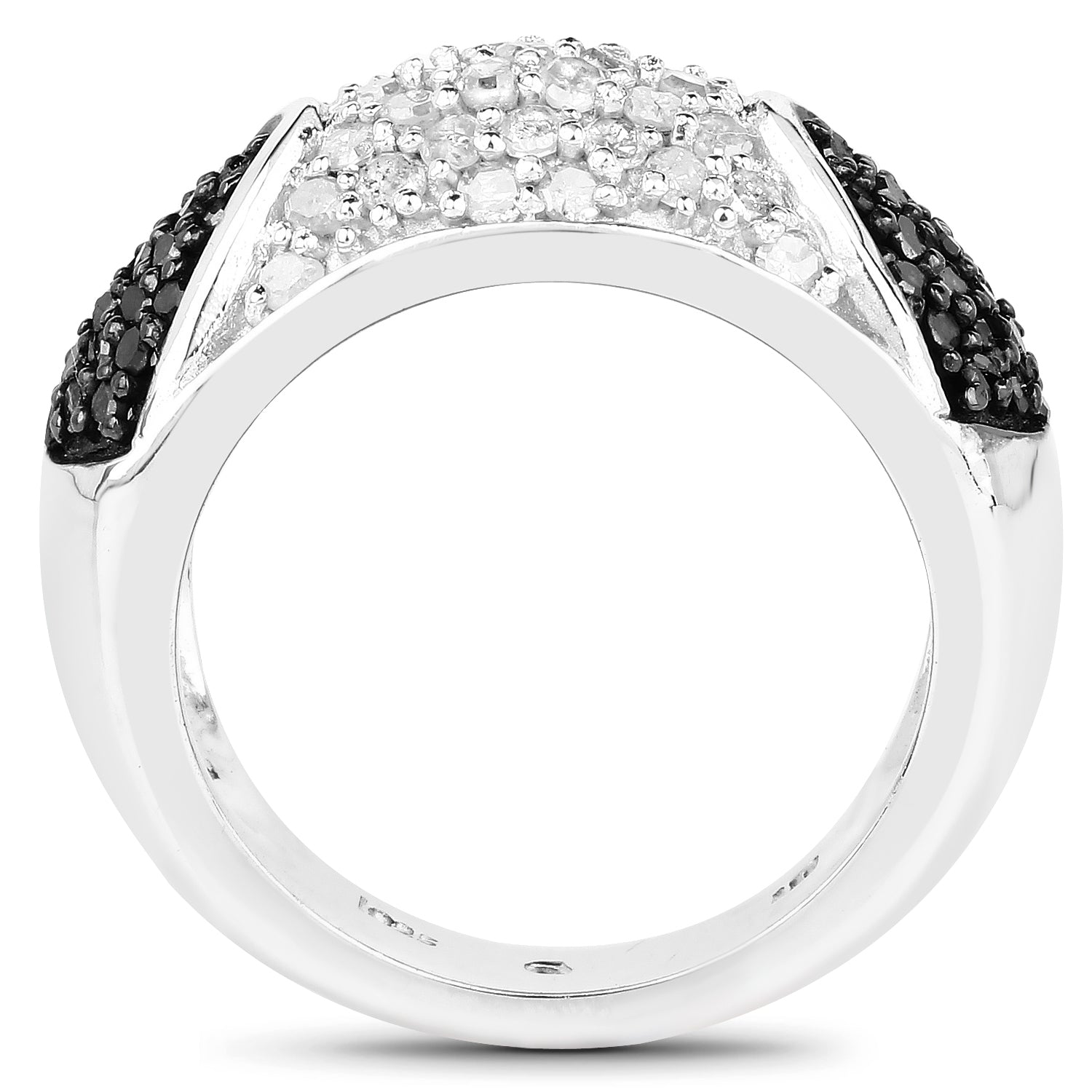 0.99 Carat Genuine Black Diamond and White Diamond .925 Sterling Silver Ring on sale at MyriadMart