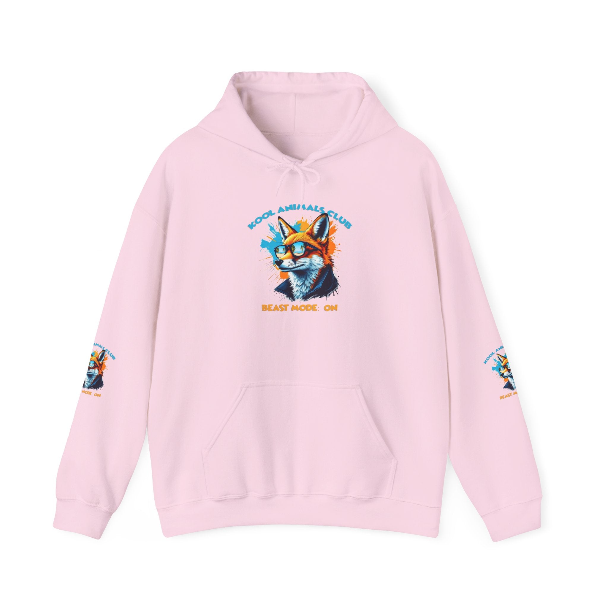 Kool Animals Club Hoodie with Cool Fox in Sunglasses and ‘Beast Mode On’ Design, Unisex Sweatshirt for Animal Lovers, Casual Streetwear, Perfect Gift for Holidays - MyriadMart