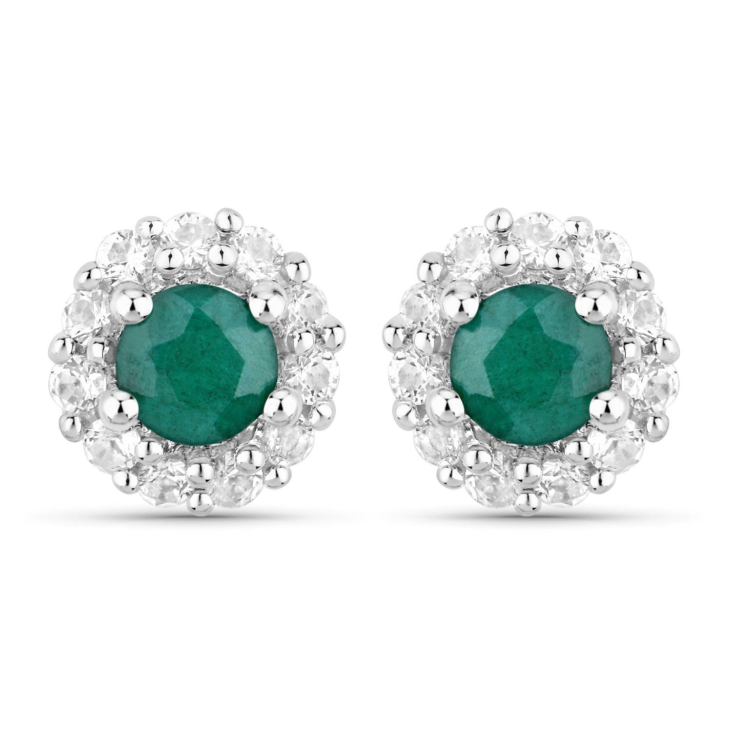 1.81 Carat Dyed Emerald and White Topaz .925 Sterling Silver Jewelry Set on sale at MyriadMart