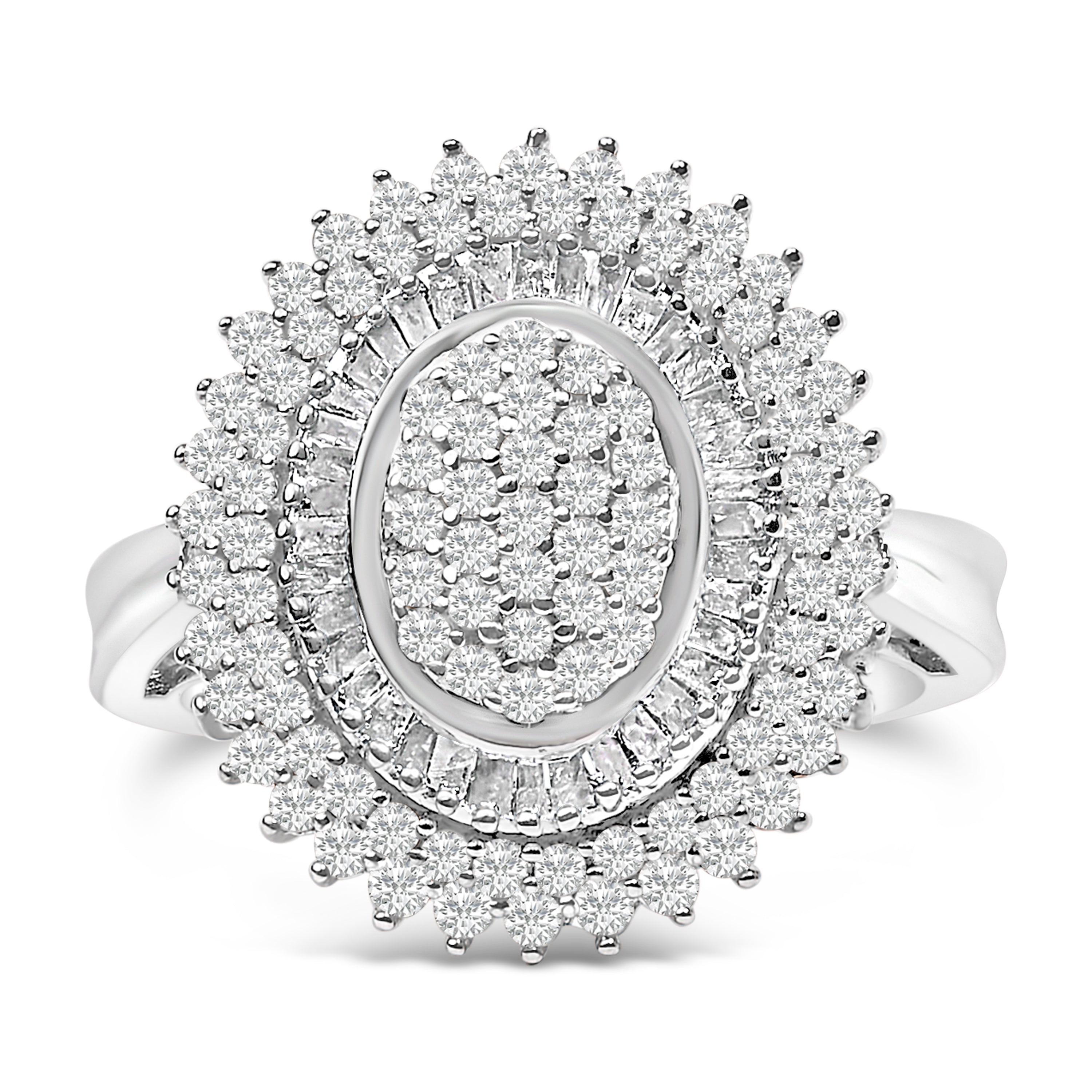 Sterling Silver 2.0 Cttw Diamond Oval Halo Cocktail Ring on sale at MyriadMart