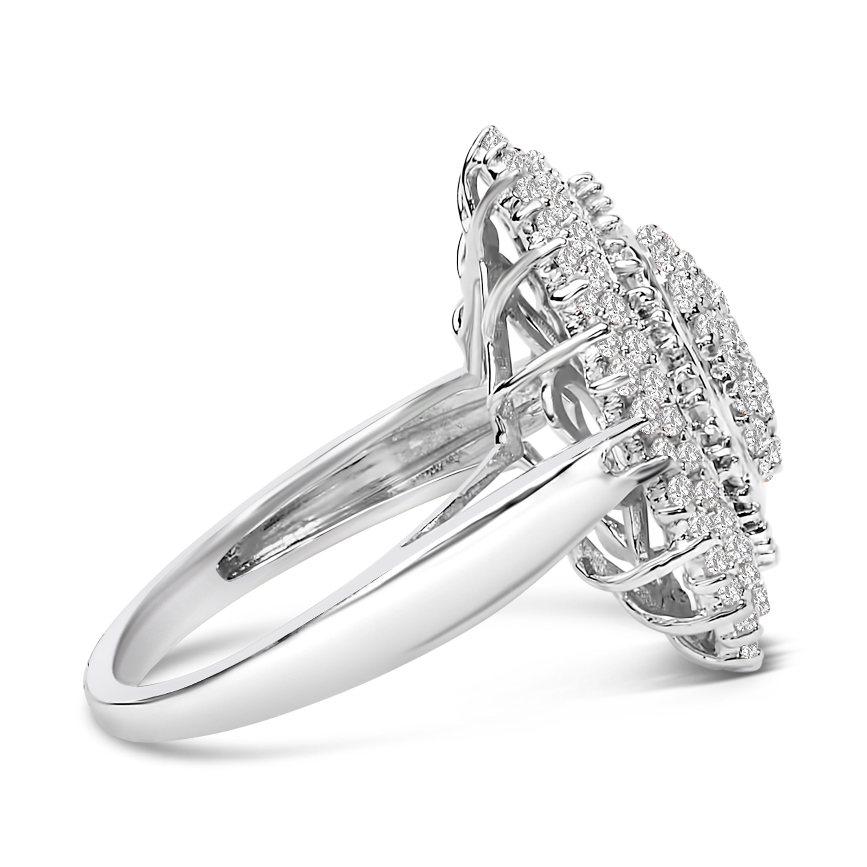 Sterling Silver 2.0 Cttw Diamond Oval Halo Cocktail Ring on sale at MyriadMart