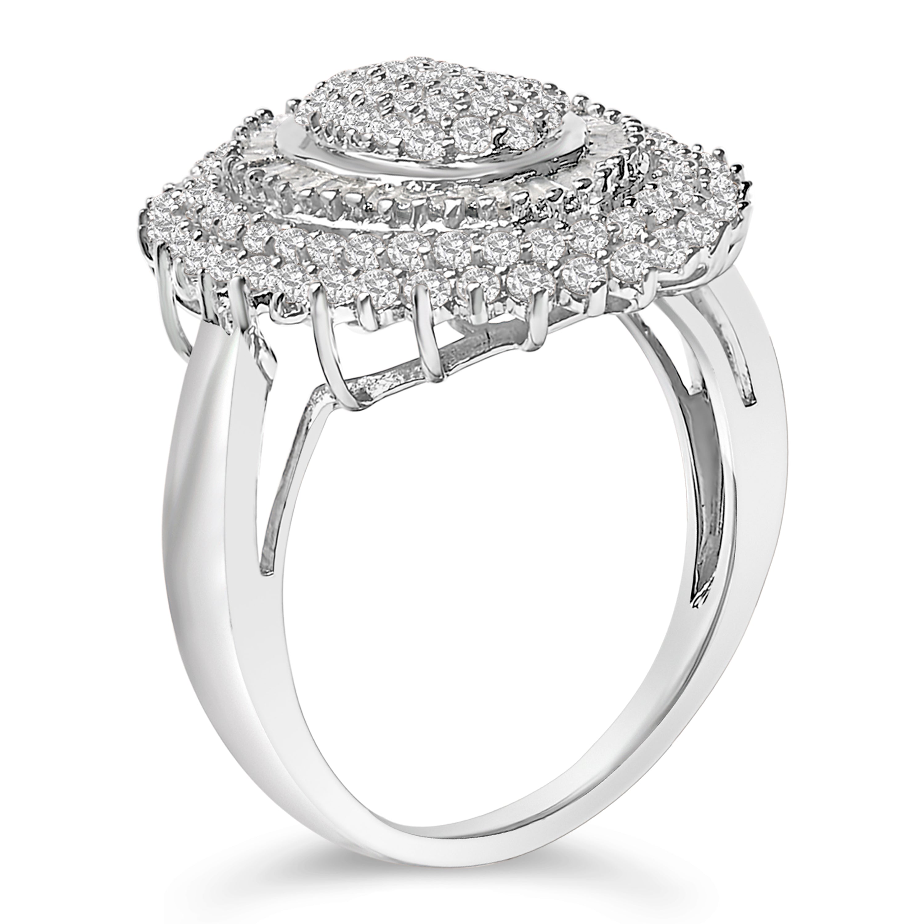 Sterling Silver 2.0 Cttw Diamond Oval Halo Cocktail Ring on sale at MyriadMart