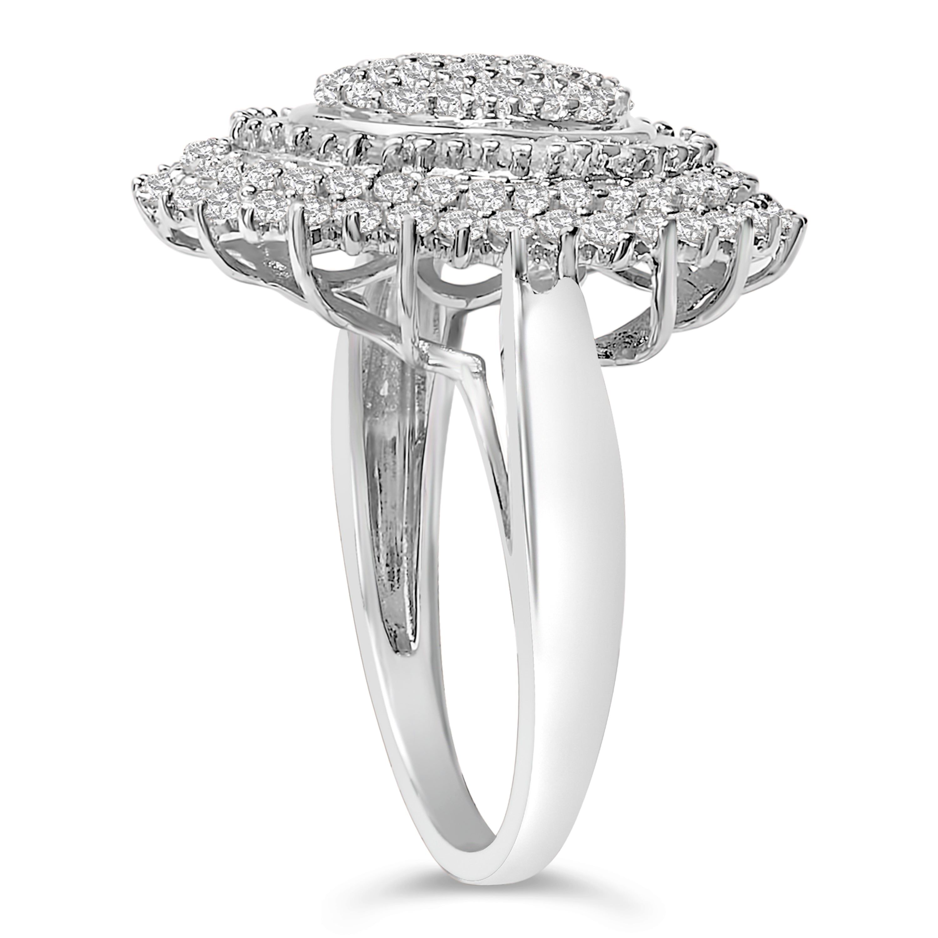 Sterling Silver 2.0 Cttw Diamond Oval Halo Cocktail Ring on sale at MyriadMart