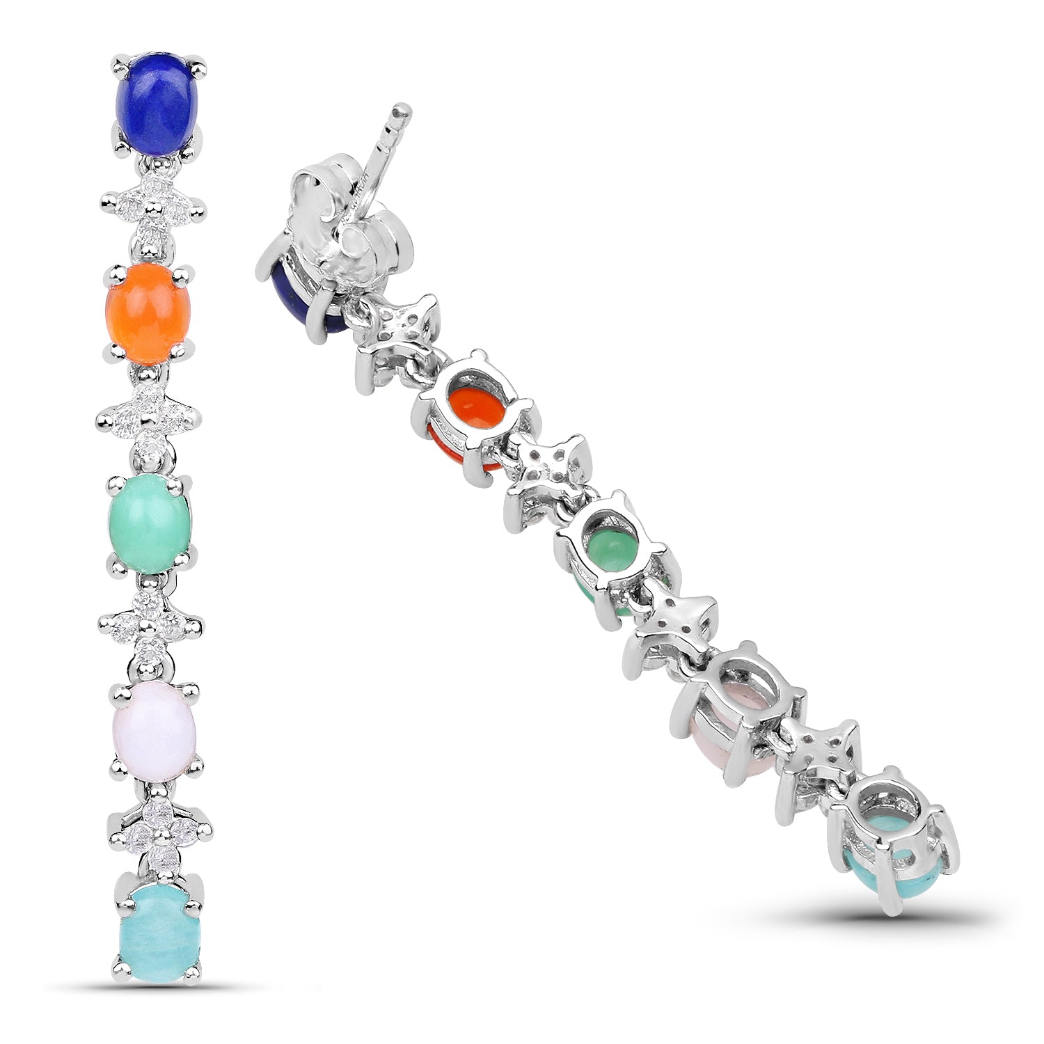 4.40 Carat Genuine Multi Stone .925 Sterling Silver Earrings on sale at MyriadMart