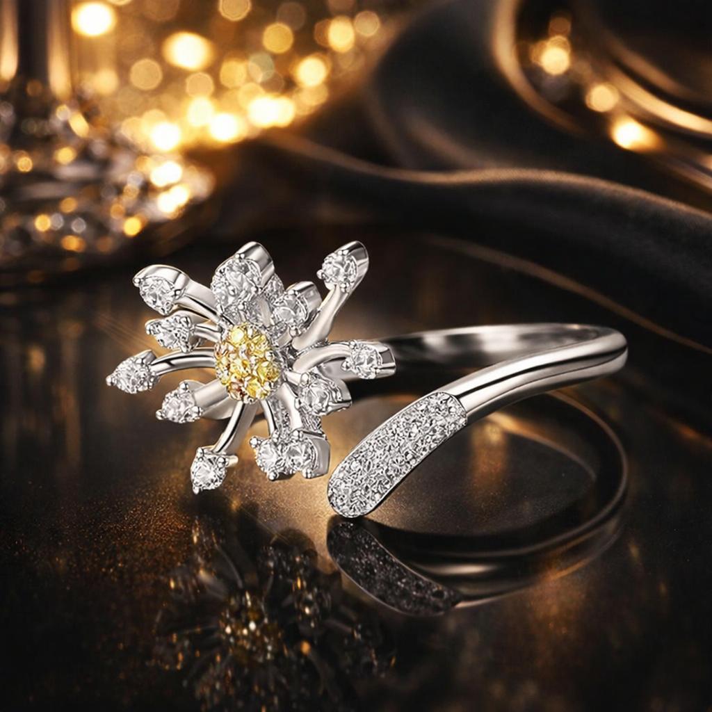 925 Sterling Silver Ring with Plated Platinum and Pavé Setting CZ on sale at MyriadMart