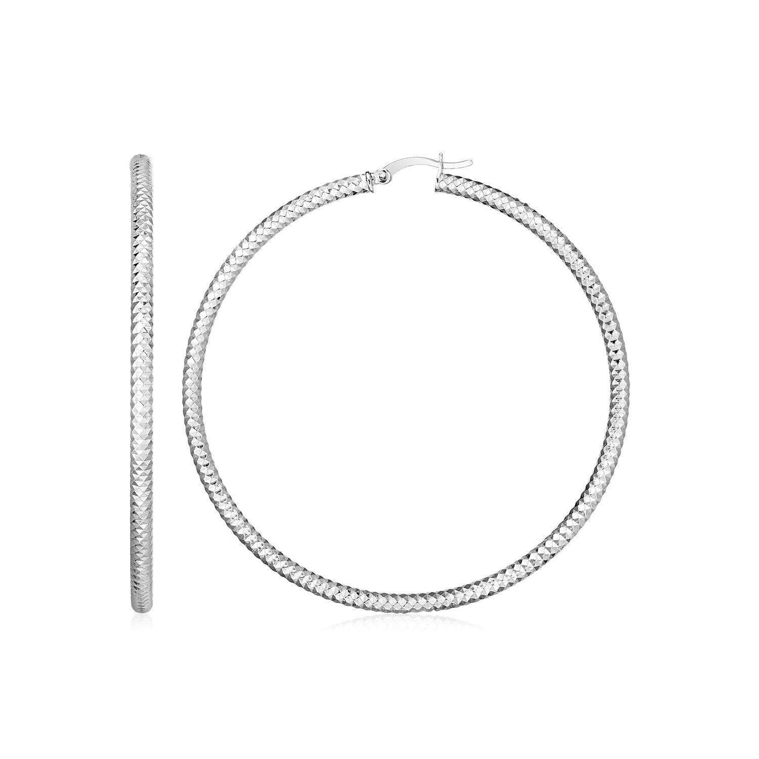 Sterling Silver Large Hoop Earrings with Braid Texture on sale at MyriadMart