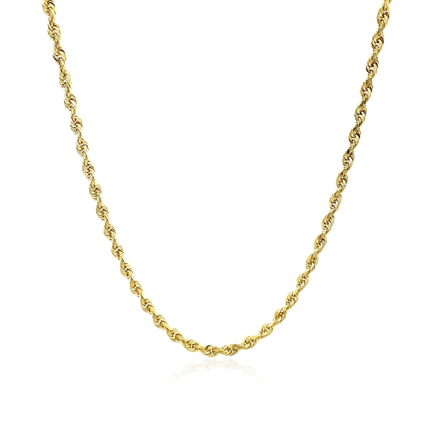2.5mm 10k Yellow Gold Solid Diamond Cut Rope Chain on sale at MyriadMart