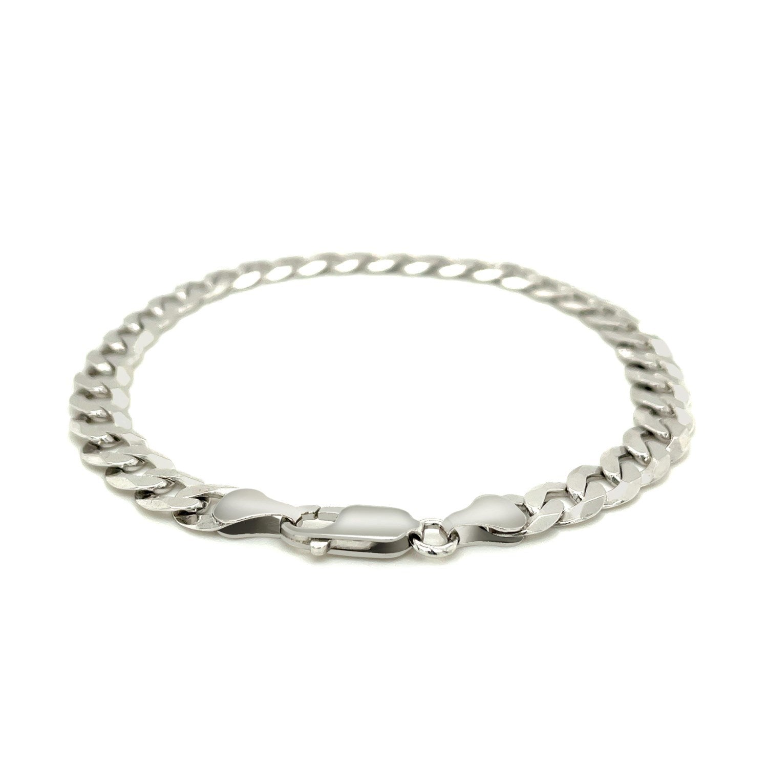 Rhodium Plated 7.2mm Sterling Silver Curb Style Bracelet on sale at MyriadMart
