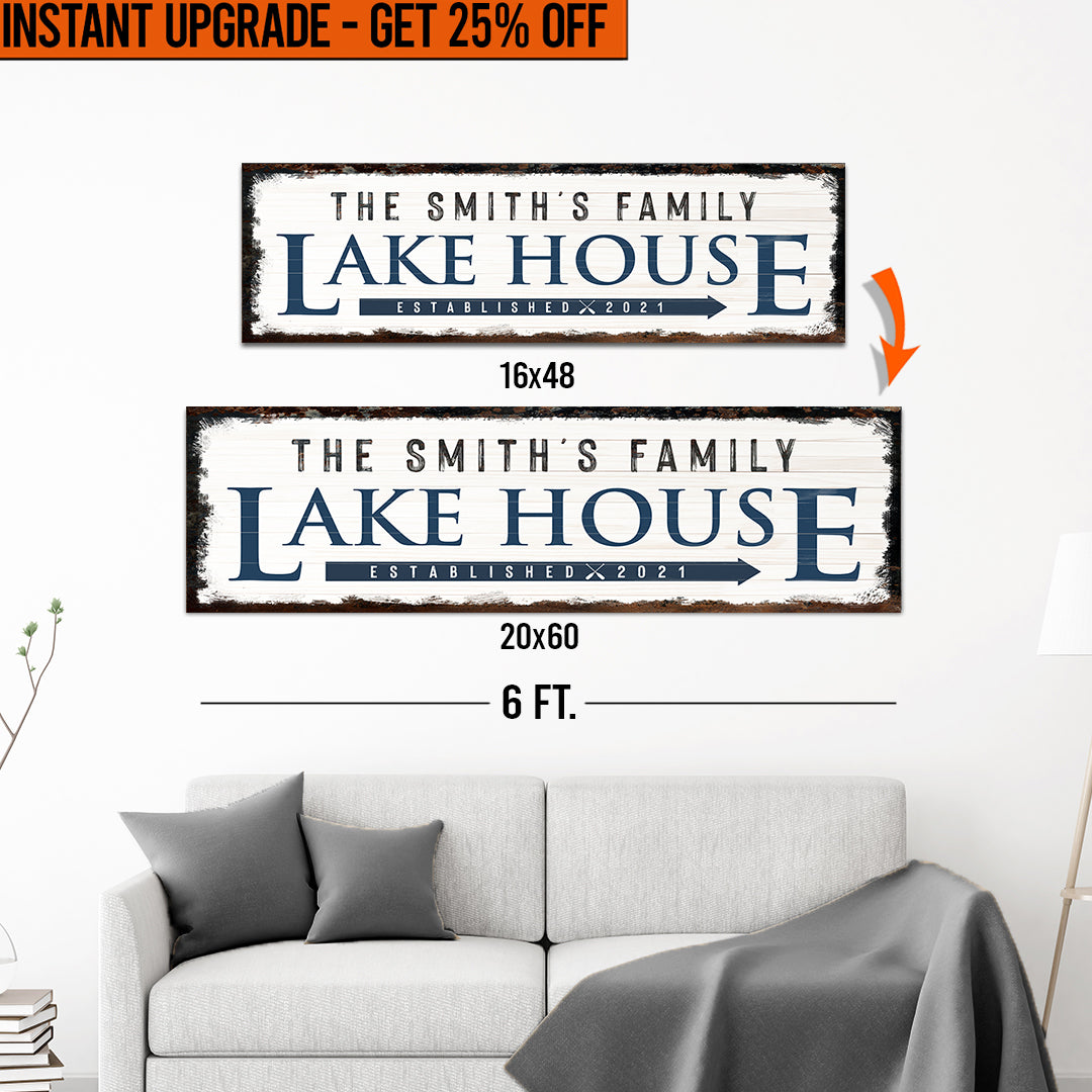 Upgrade Your 16x48 Inches 'Family Lake House Arrow' Style 1 Canvas To 20x60 Inches on sale at MyriadMart