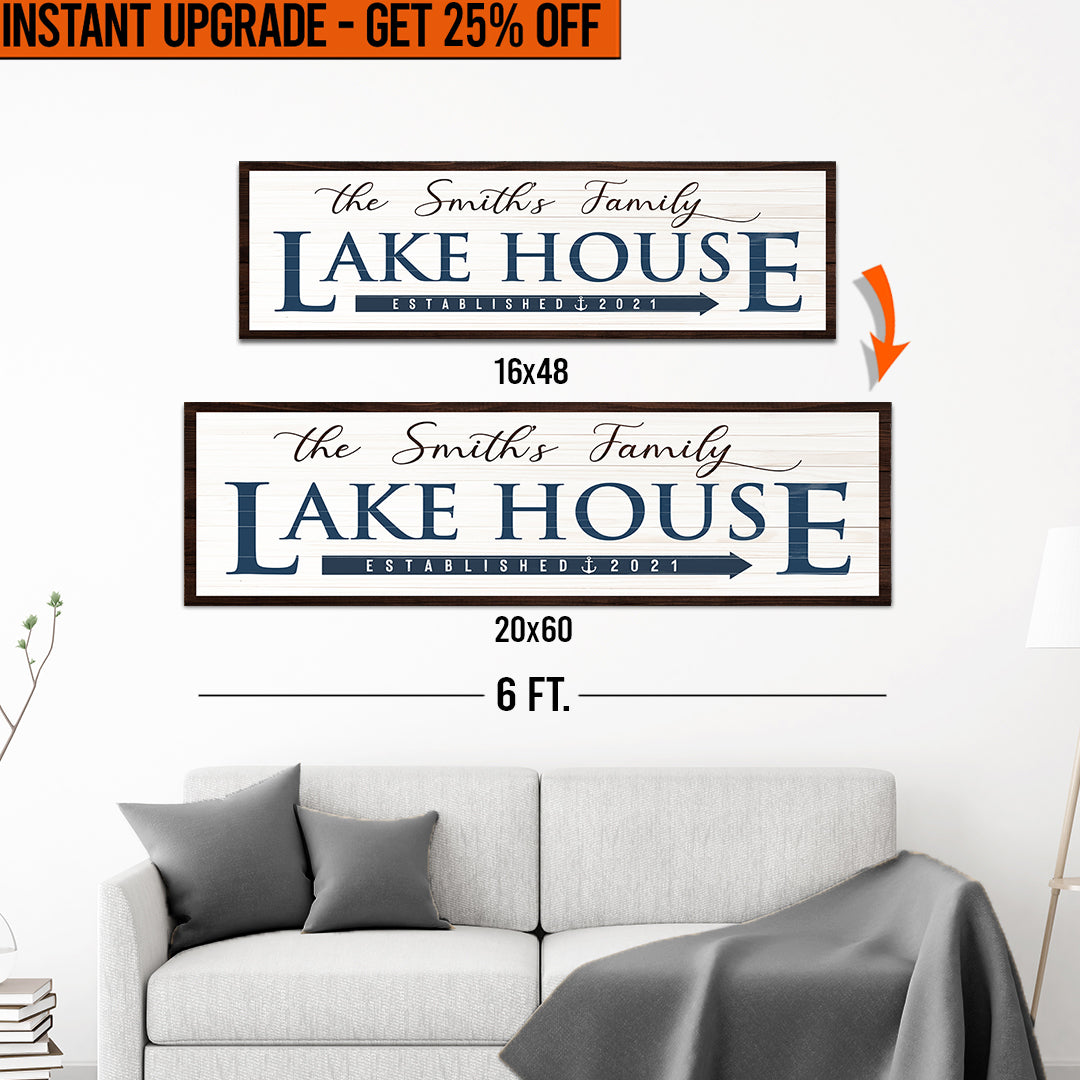 Upgrade Your 16x48 Inches 'Family Lake House Arrow' Style 3 Canvas To 20x60 Inches on sale at MyriadMart