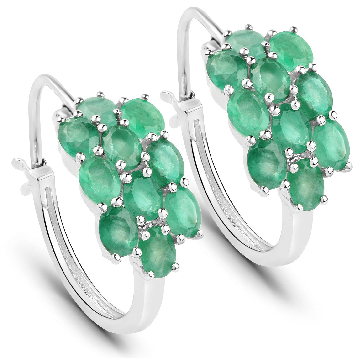 7.80 Carat Genuine Zambian Emerald .925 Sterling Silver 3 Piece Jewelry Set Ring, Earrings, and Pendant w/ Chain on sale at MyriadMart