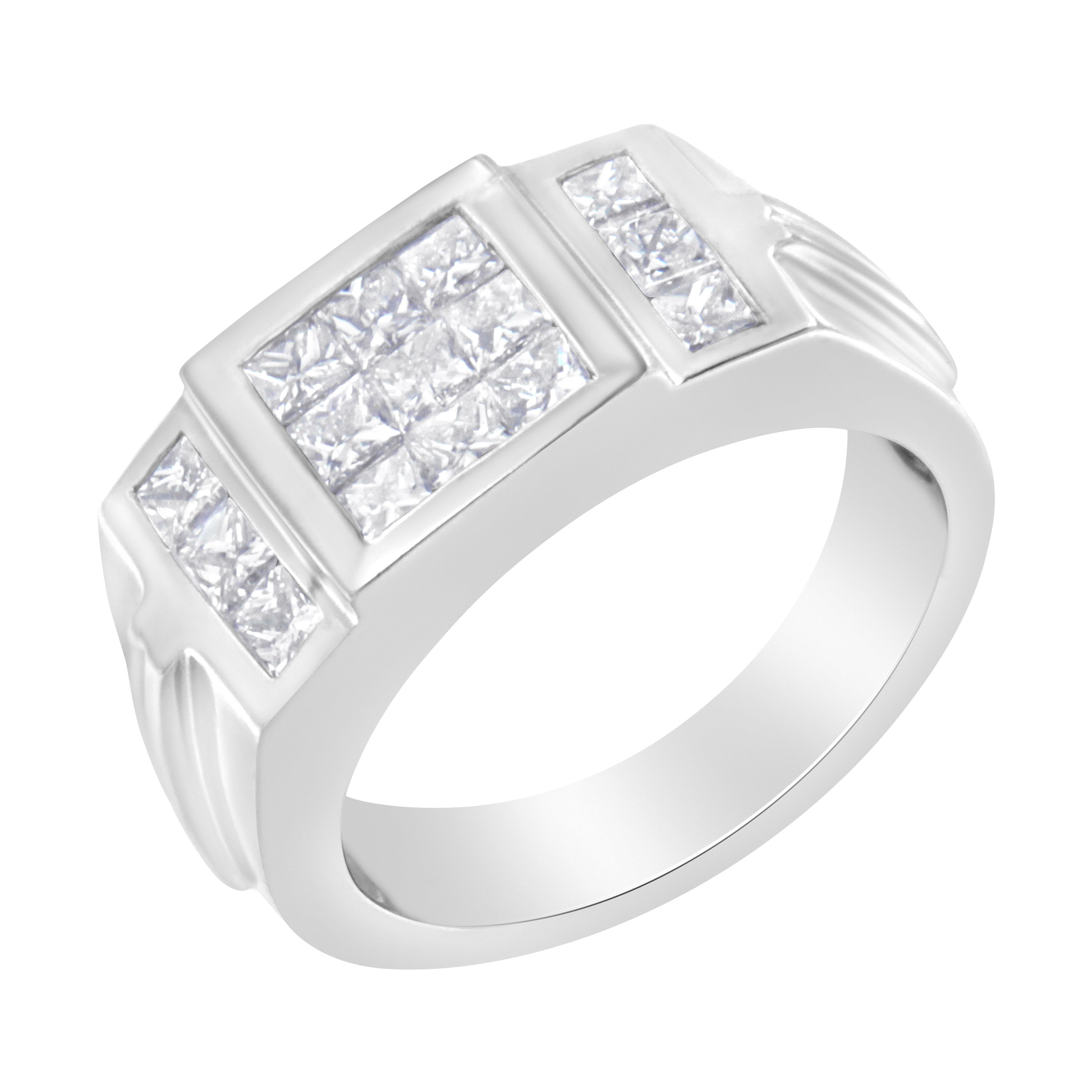 Men's 14K White Gold Diamond Cluster Ring 2 cttw, G-H Color, SI1-SI2 Clarity on sale at MyriadMart