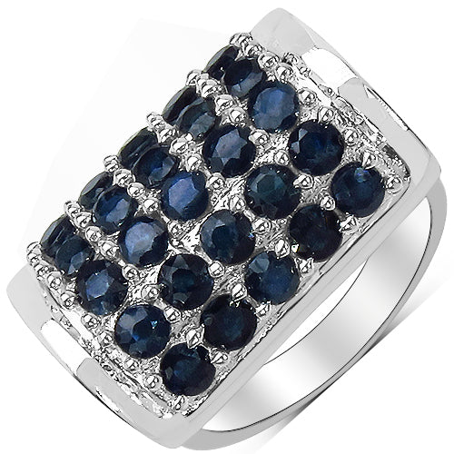 3.51 Carat Genuine Blue Sapphire & White Diamond .925 Sterling Silver Ring on sale at MyriadMart