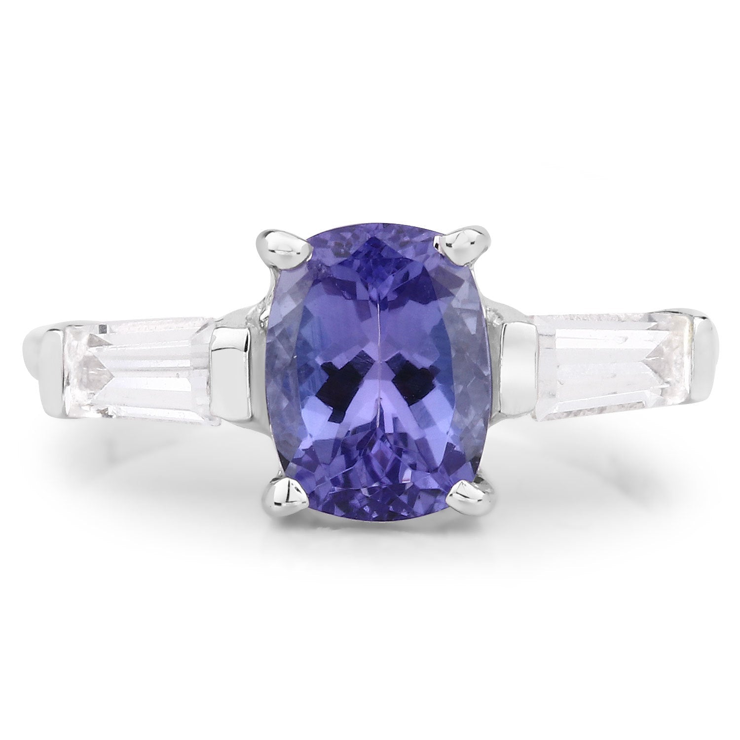 2.00 Carat Genuine Tanzanite and White Topaz .925 Sterling Silver Ring on sale at MyriadMart