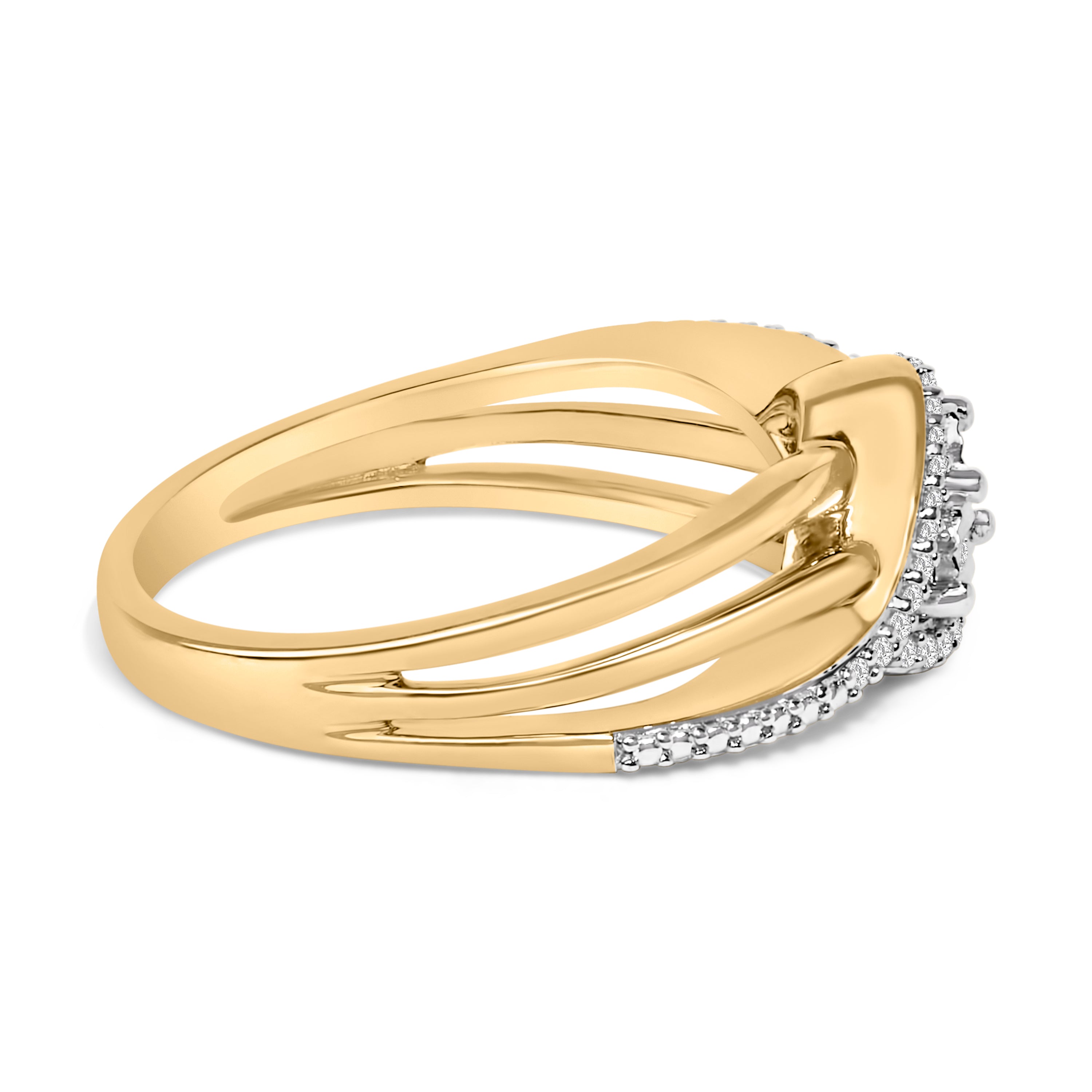 14K Yellow Gold Plated Sterling Silver 1/10 Cttw Diamond Bypass Ring on sale at MyriadMart