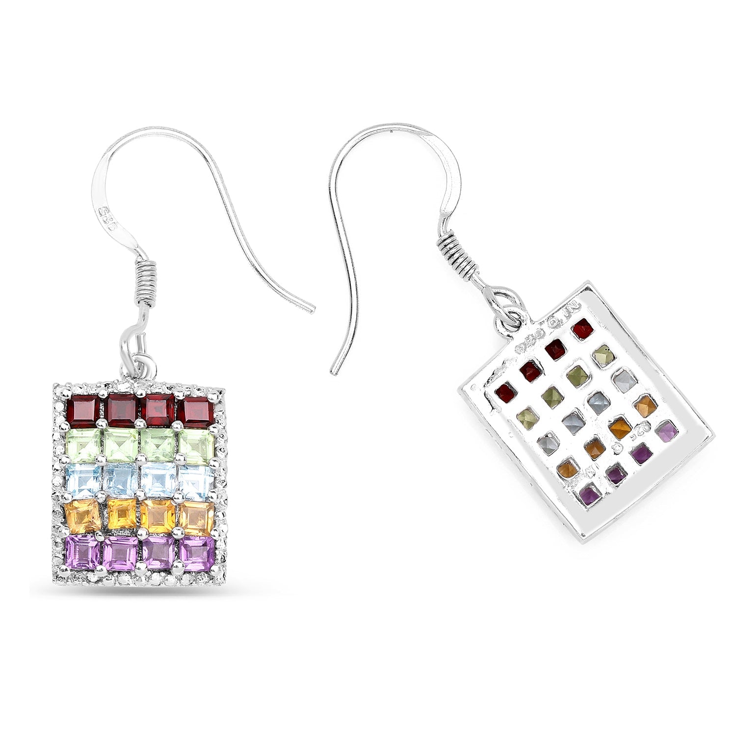 4.32 Carat Genuine Multi Stones .925 Sterling Silver Earrings on sale at MyriadMart