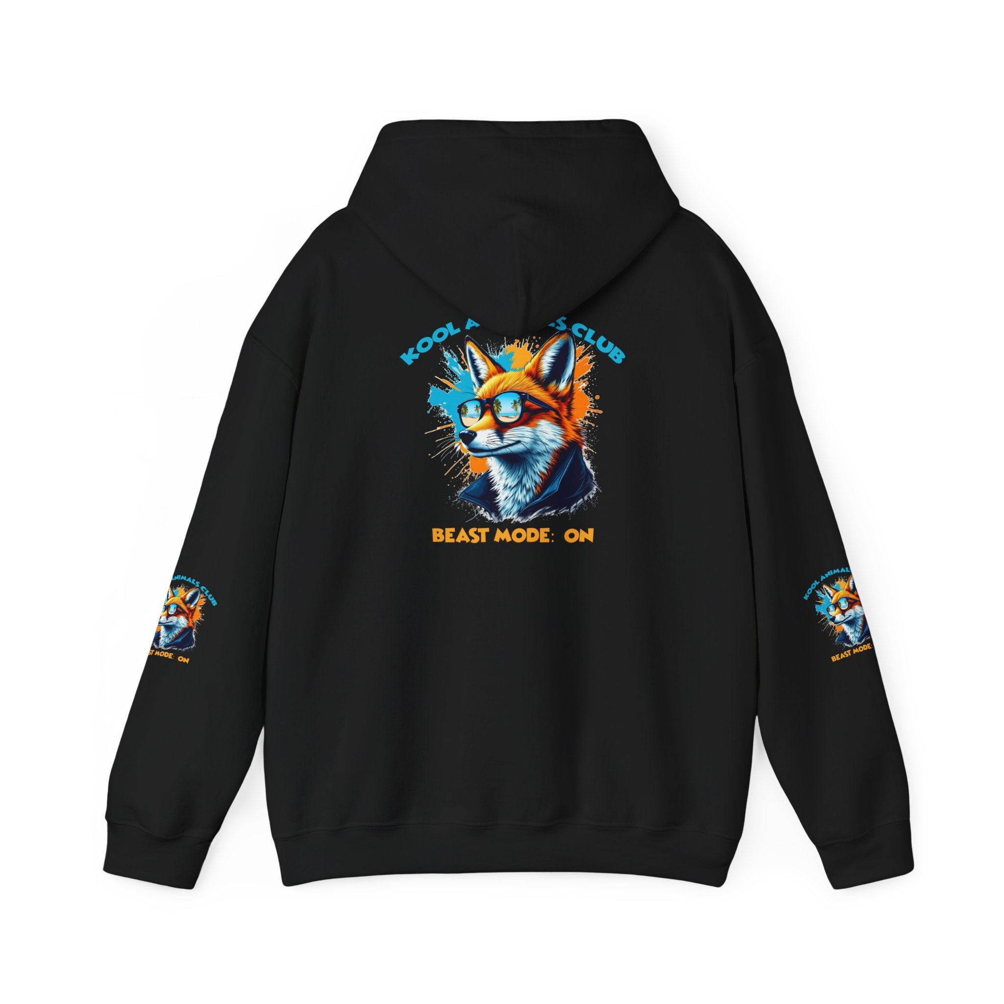Kool Animals Club Hoodie with Cool Fox in Sunglasses and ‘Beast Mode On’ Design, Unisex Sweatshirt for Animal Lovers, Casual Streetwear, Perfect Gift for Holidays - MyriadMart