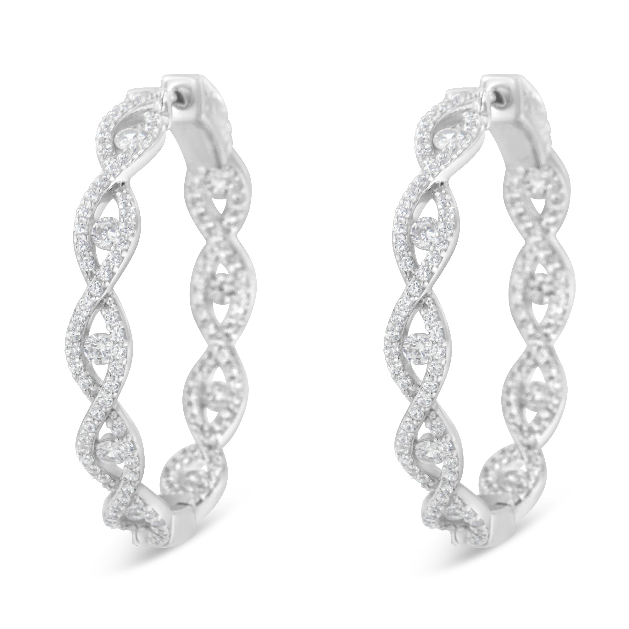 10K White Gold Diamond Hoop Earrings 1 1/2 cttw, H-I Color, I1-I2 Clarity on sale at MyriadMart