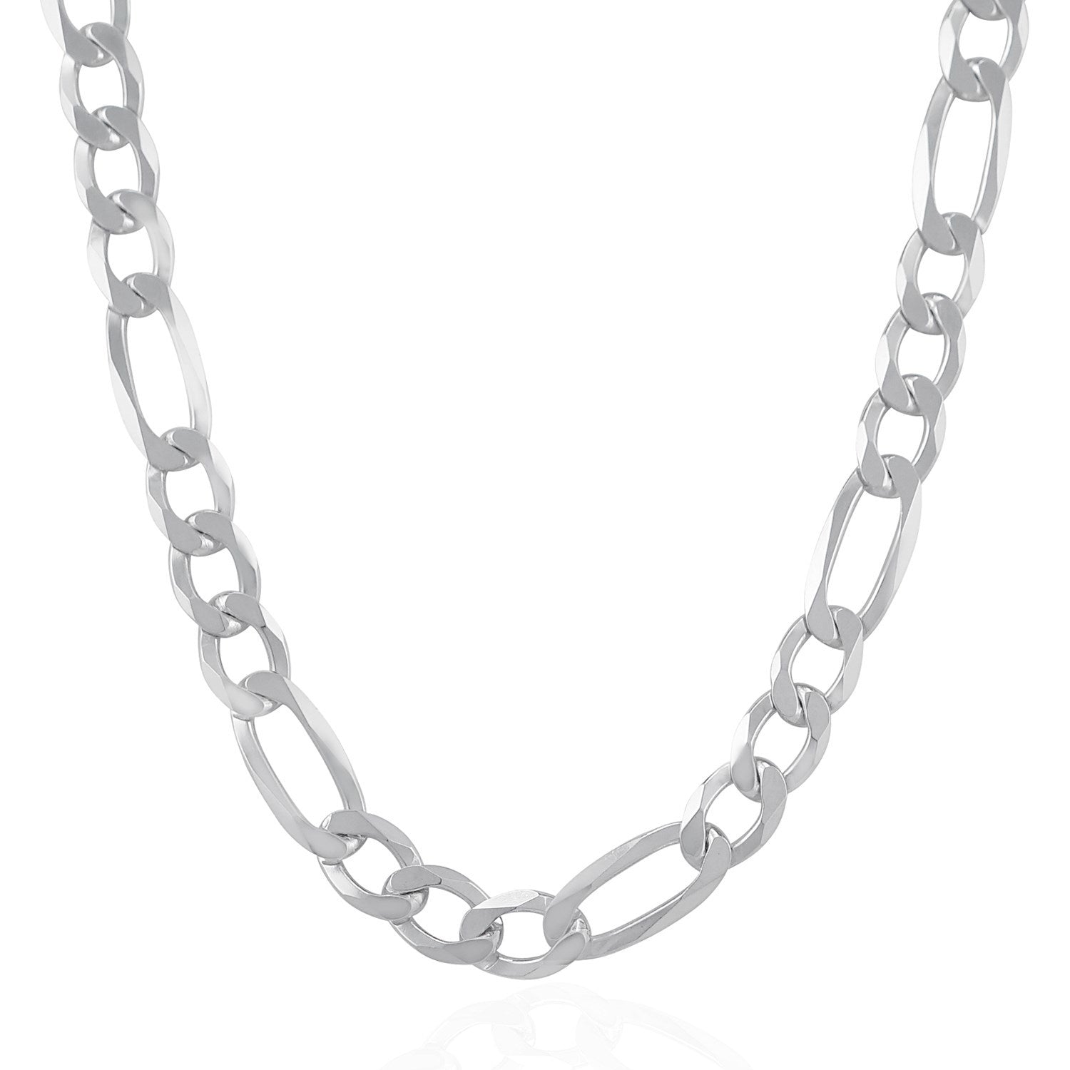 Rhodium Plated 8.8mm Sterling Silver Figaro Style Chain on sale at MyriadMart