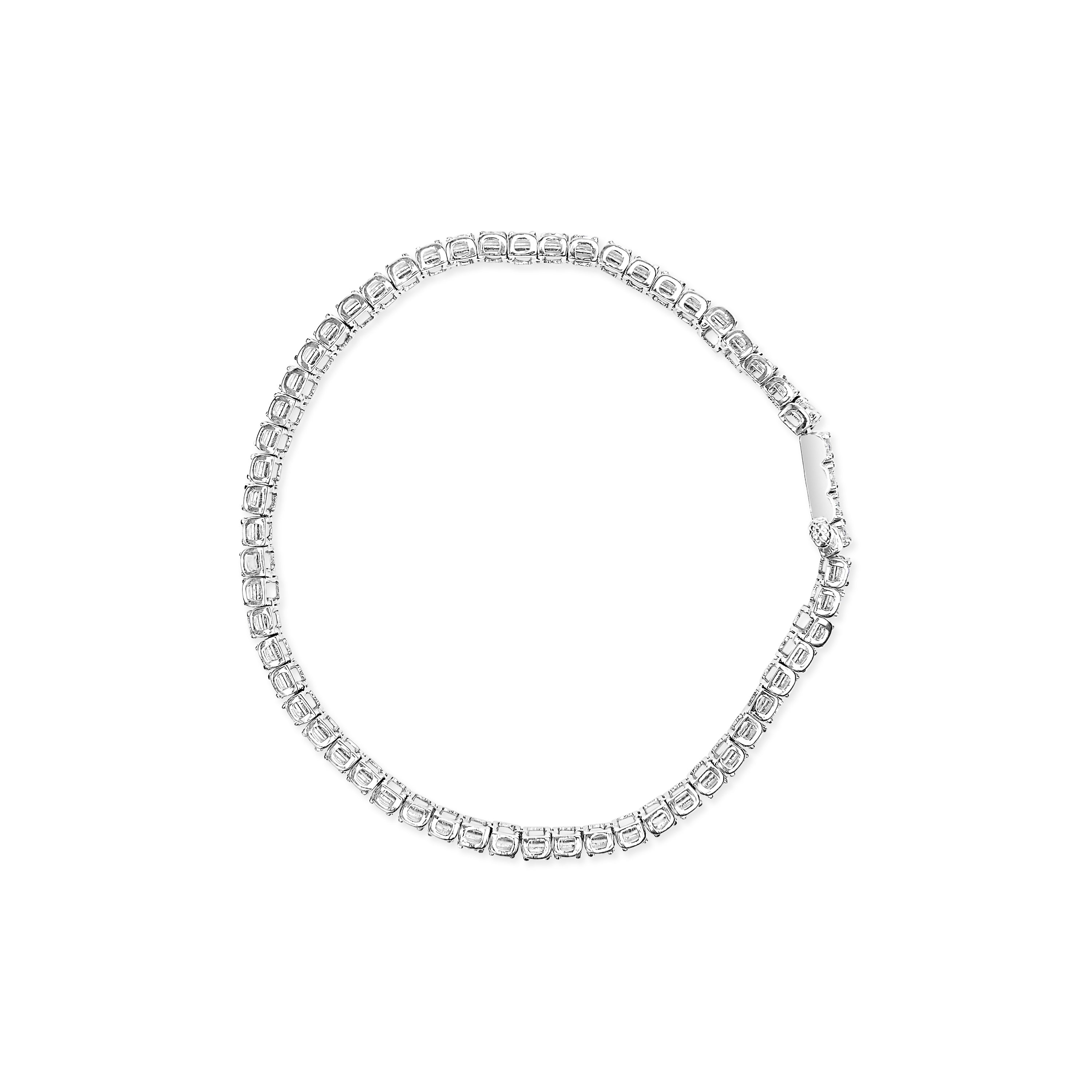 .925 Sterling Silver 1.0 Cttw Diamond Collar Line Link Bracelet I-J Color, I1-I2 Clarity - Size 7.25" Inches on sale at MyriadMart