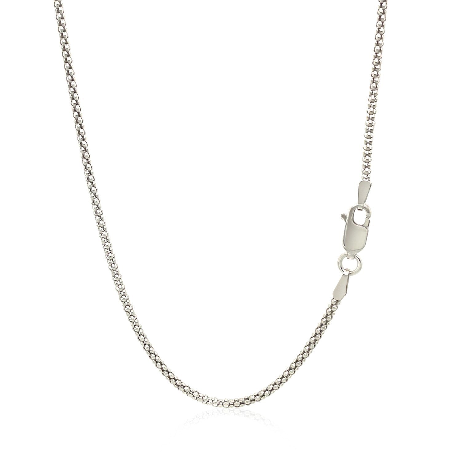 Rhodium Plated 1.8mm Sterling Silver Popcorn Style Chain on sale at MyriadMart