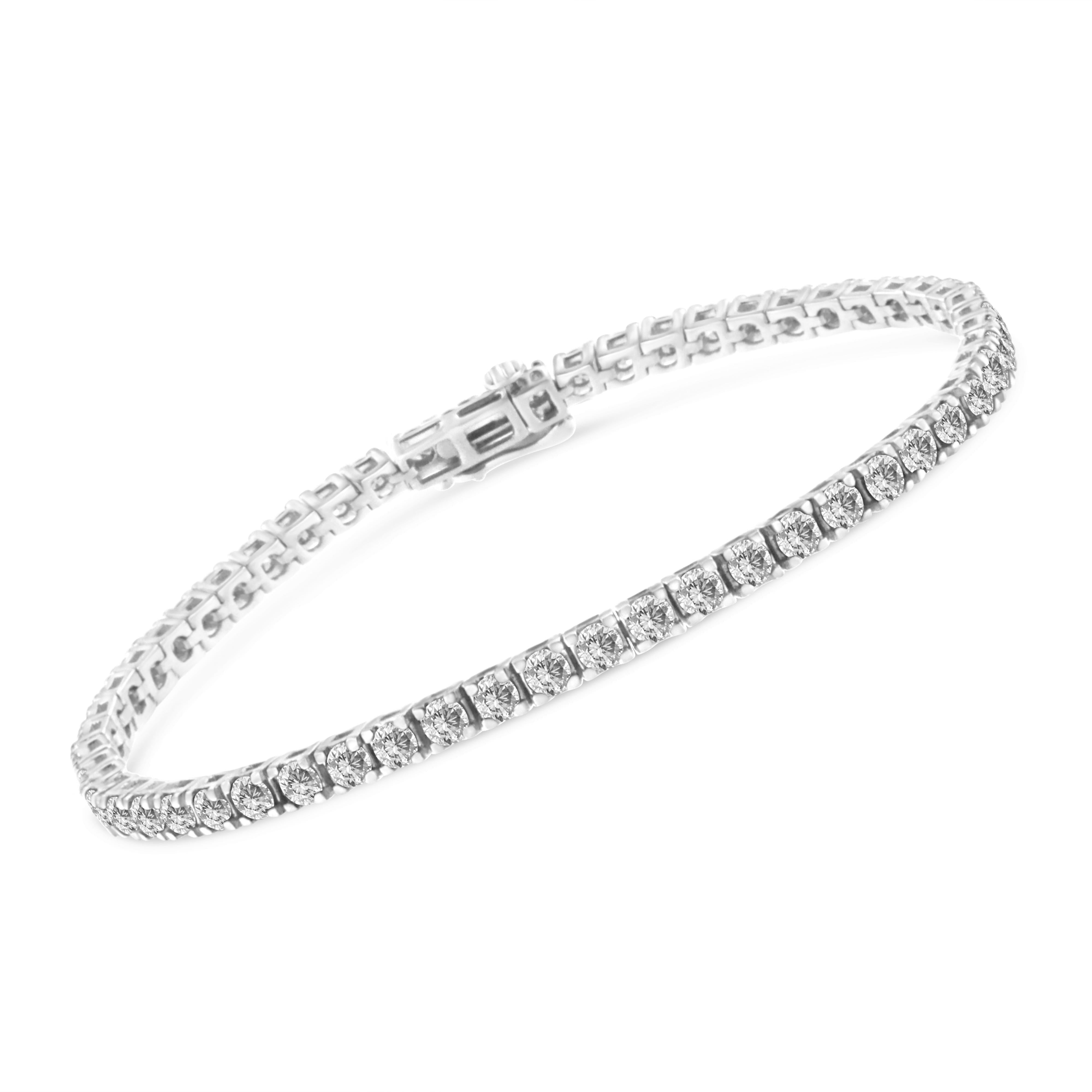 14K White Gold 5.00 Cttw Prong Set Lab Grown Round Diamond Classic Tennis Bracelet F-G Color, VS2-SI1 Clarity - 7.25" on sale at MyriadMart