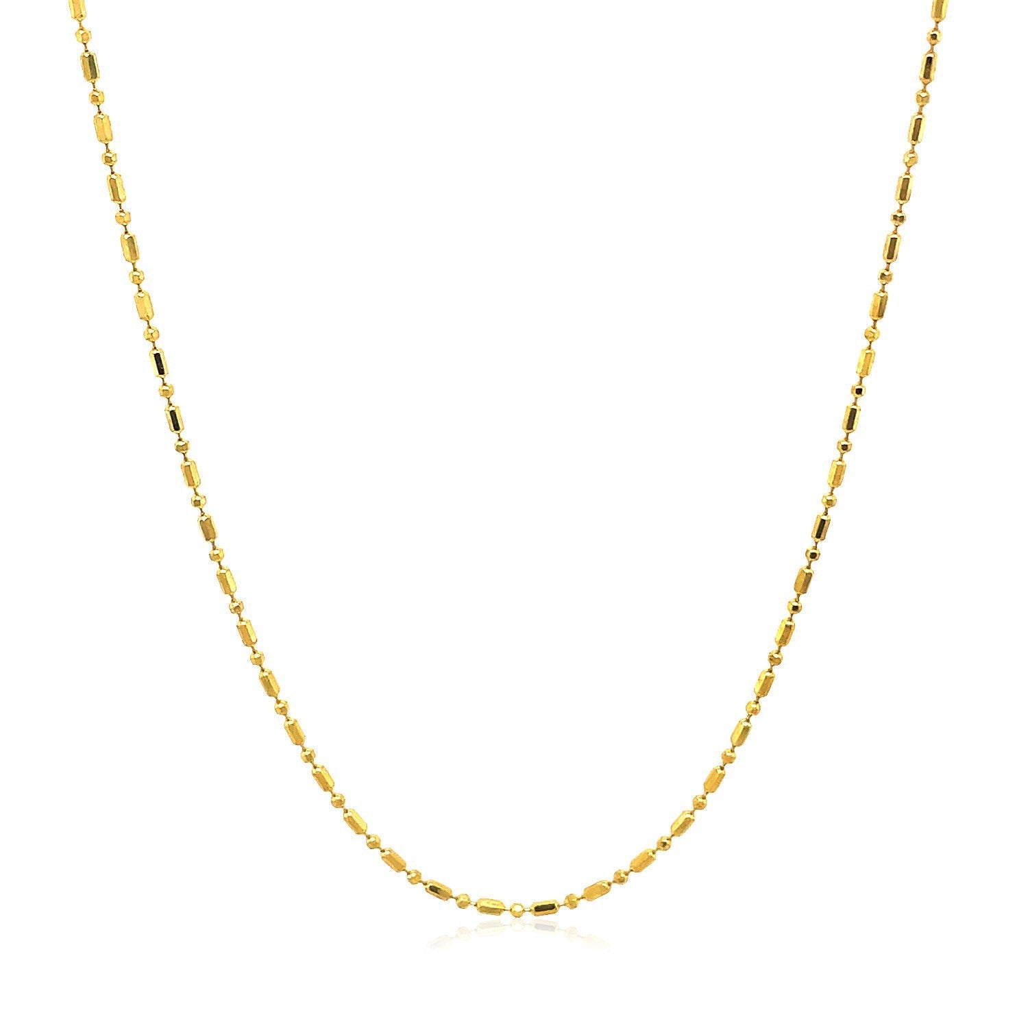 14k Yellow Gold Diamond-Cut Bead Chain 1.0mm on sale at MyriadMart