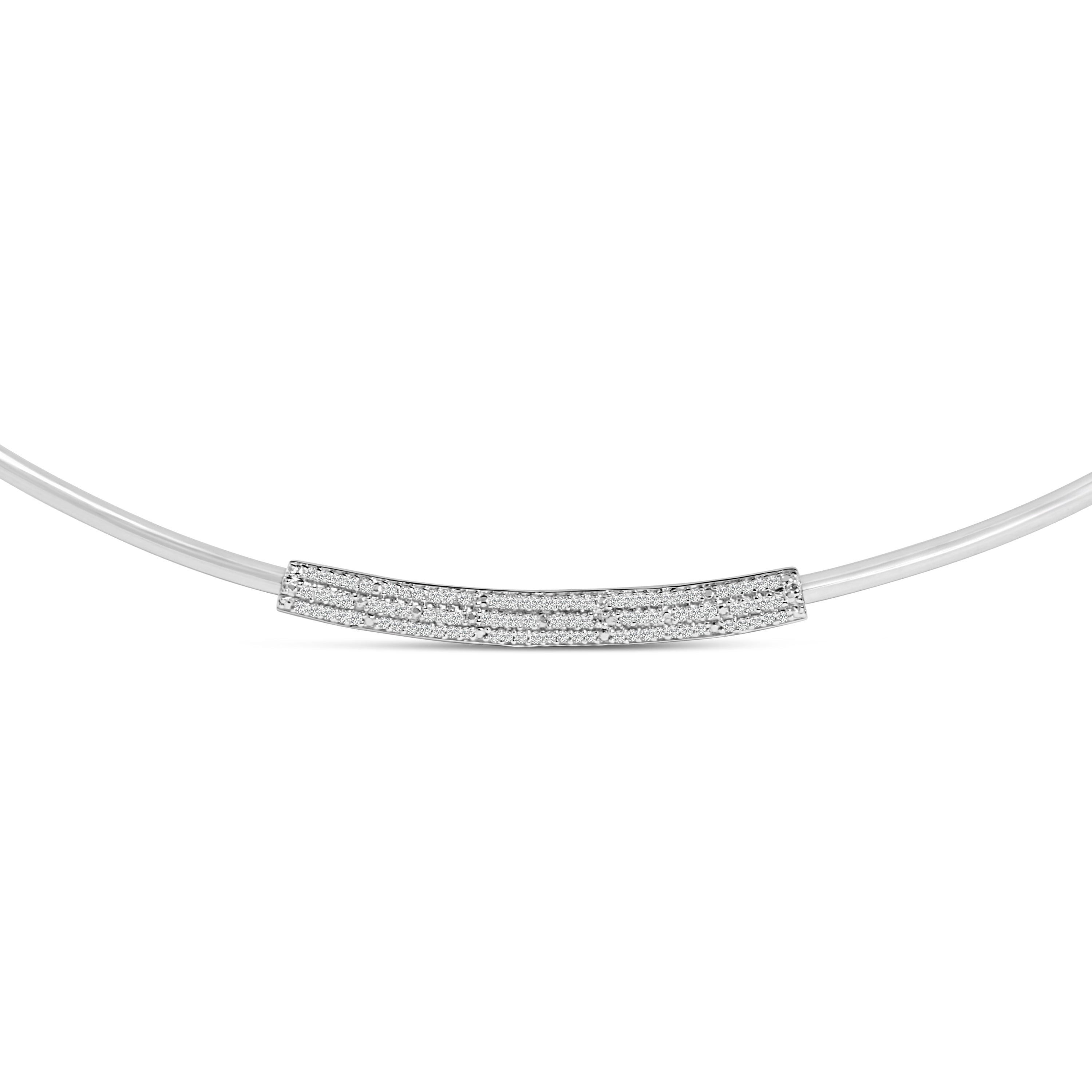 .925 Sterling Silver 1/5 Cttw Diamond Curved Bar Diamond Necklace on sale at MyriadMart
