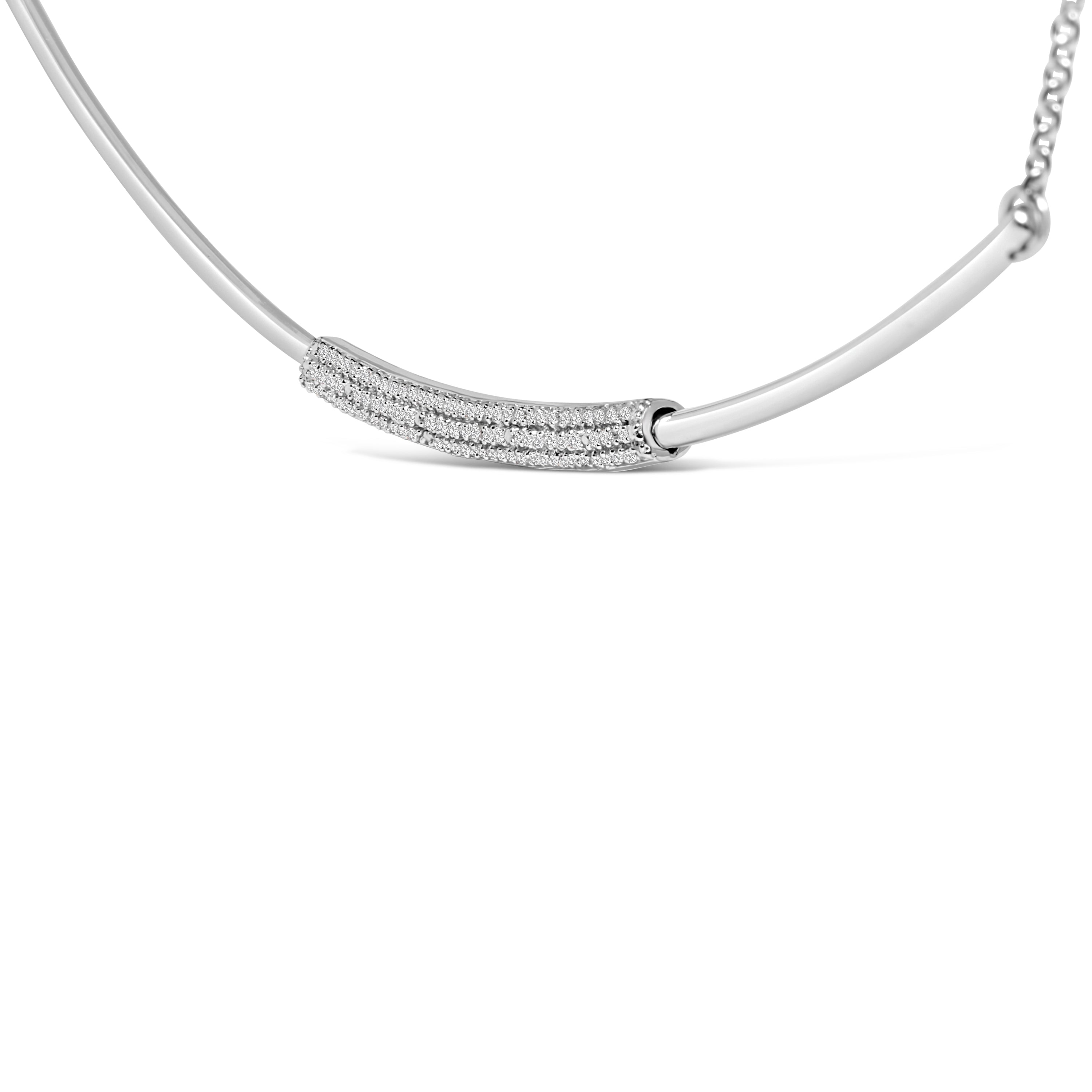 .925 Sterling Silver 1/5 Cttw Diamond Curved Bar Diamond Necklace on sale at MyriadMart