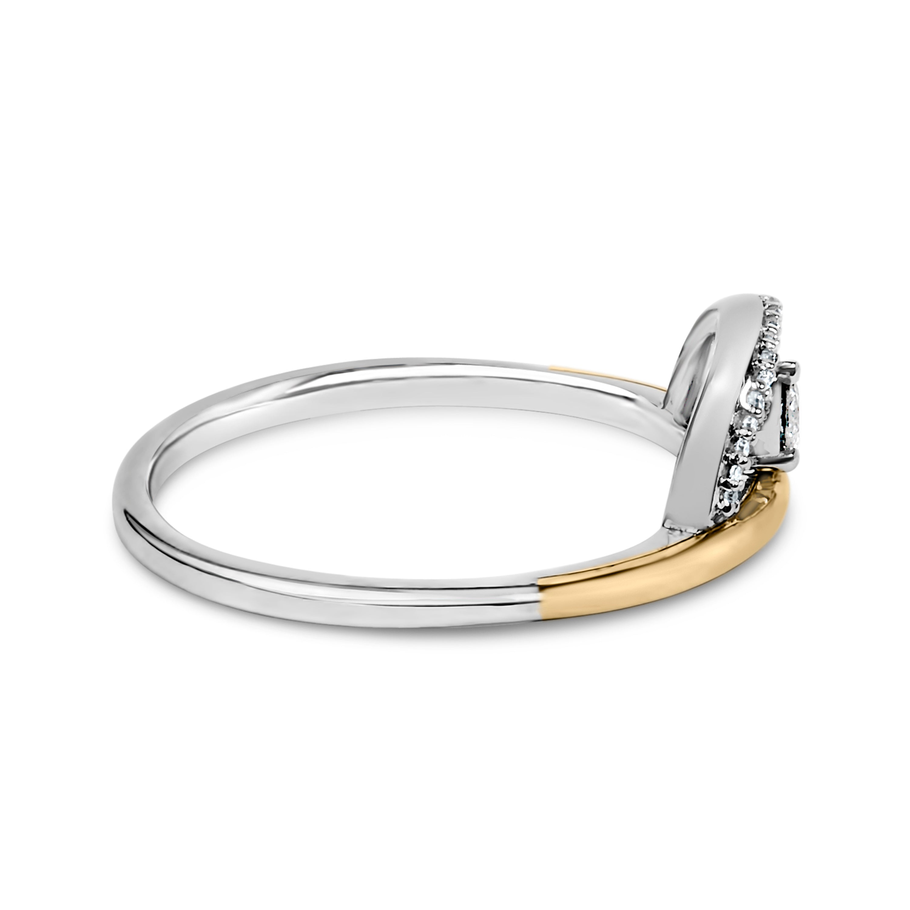 14K Yellow Gold Plated Sterling Silver 1/10 Cttw Diamond Arc Ring on sale at MyriadMart