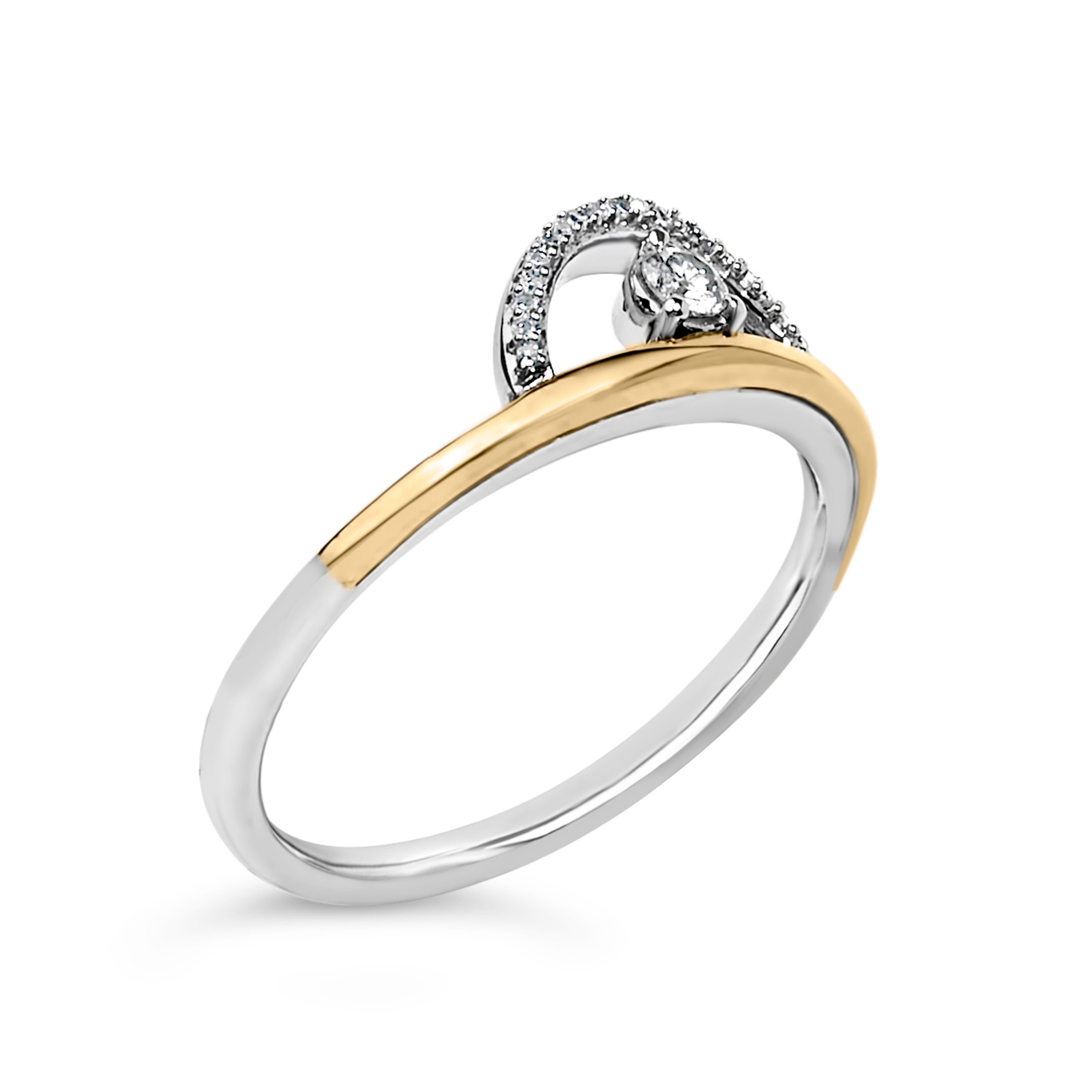 14K Yellow Gold Plated Sterling Silver 1/10 Cttw Diamond Arc Ring on sale at MyriadMart