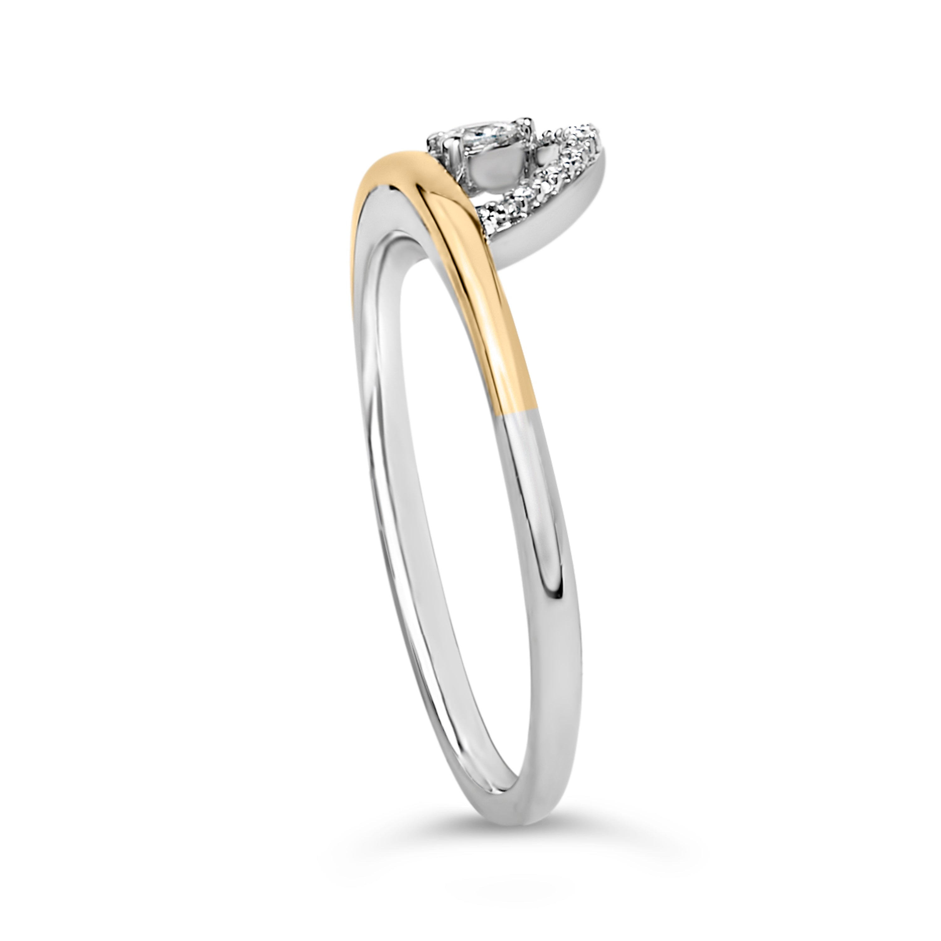 14K Yellow Gold Plated Sterling Silver 1/10 Cttw Diamond Arc Ring on sale at MyriadMart