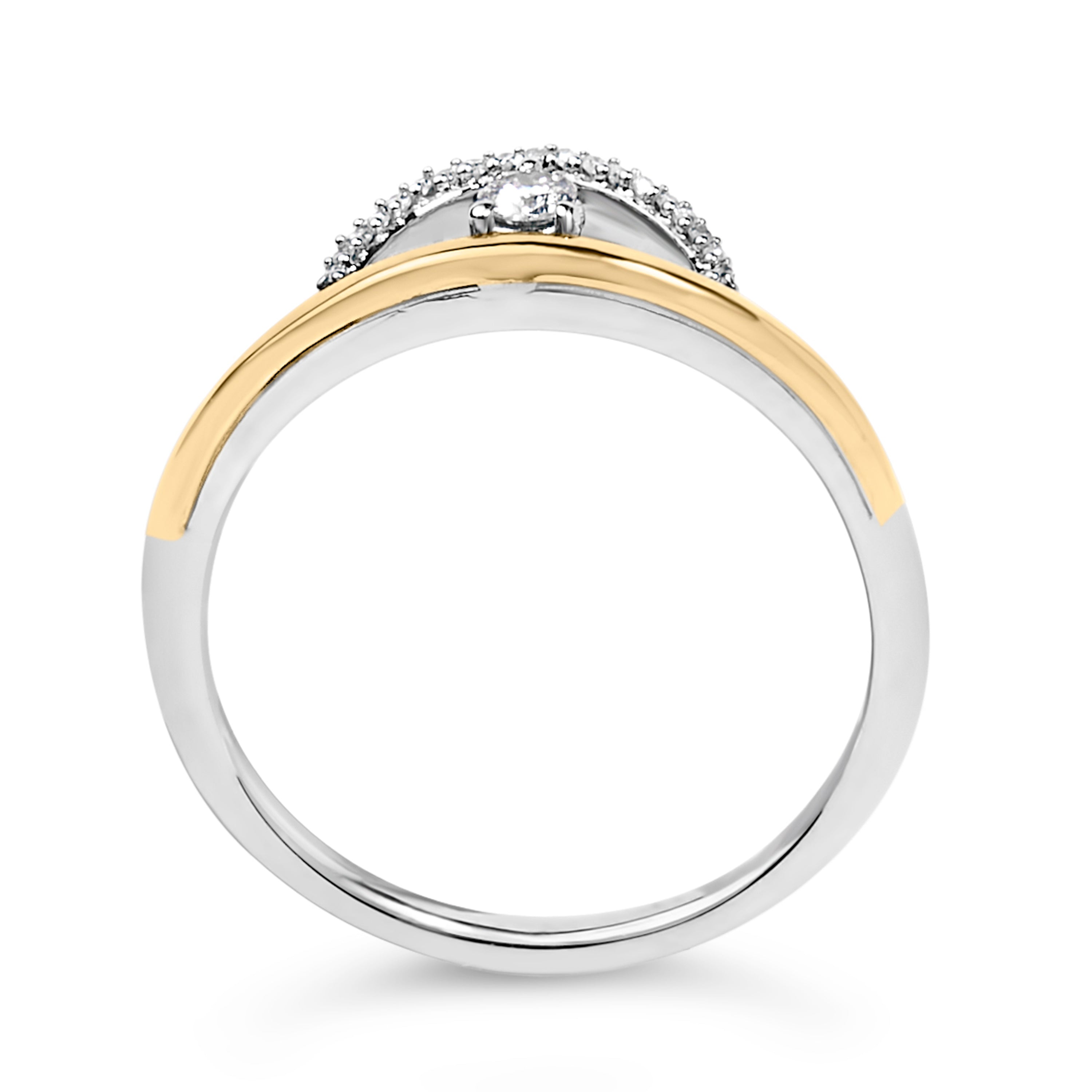14K Yellow Gold Plated Sterling Silver 1/10 Cttw Diamond Arc Ring on sale at MyriadMart