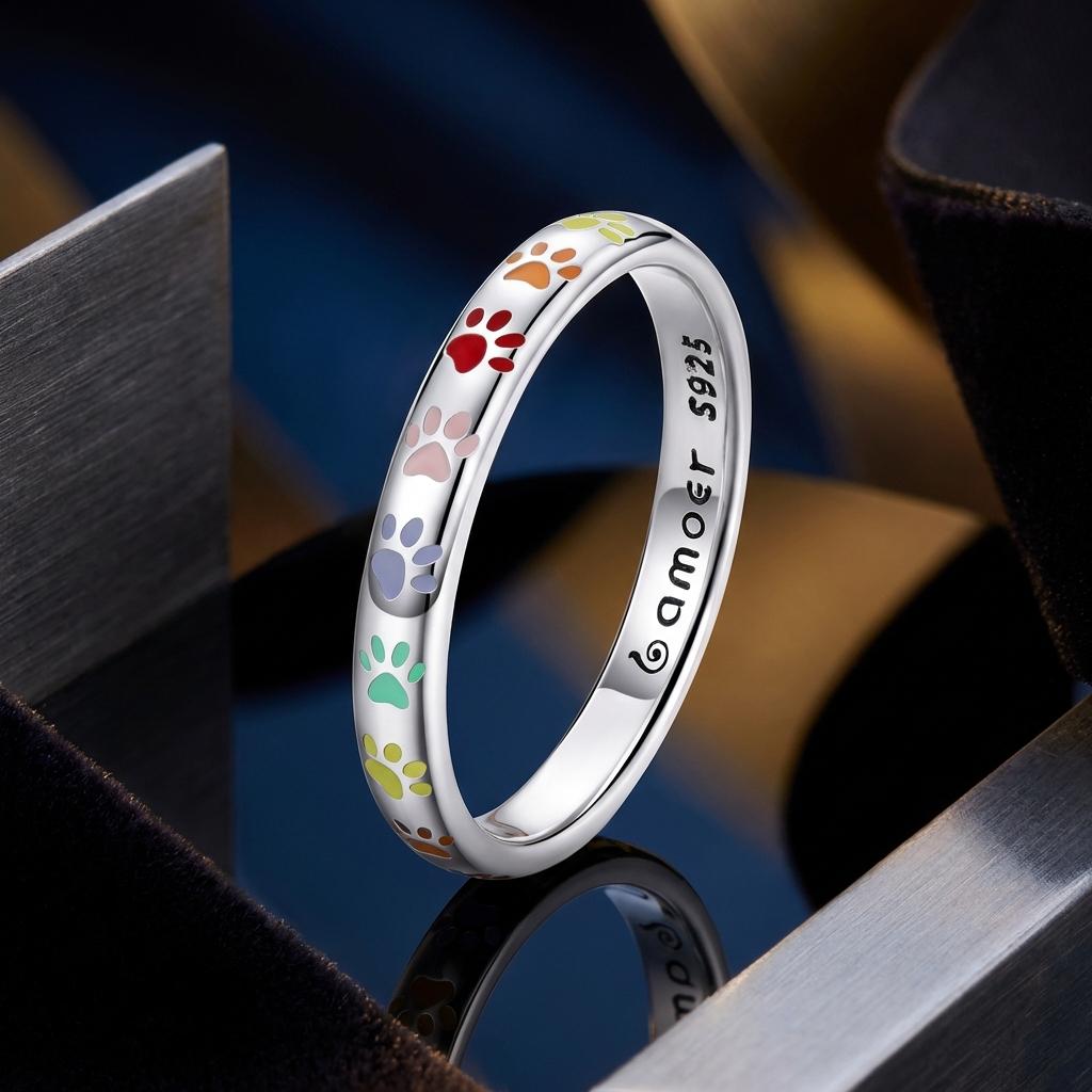 925 Sterling Silver Enamel Oxidized Silver Ring Size 6.0 on sale at MyriadMart