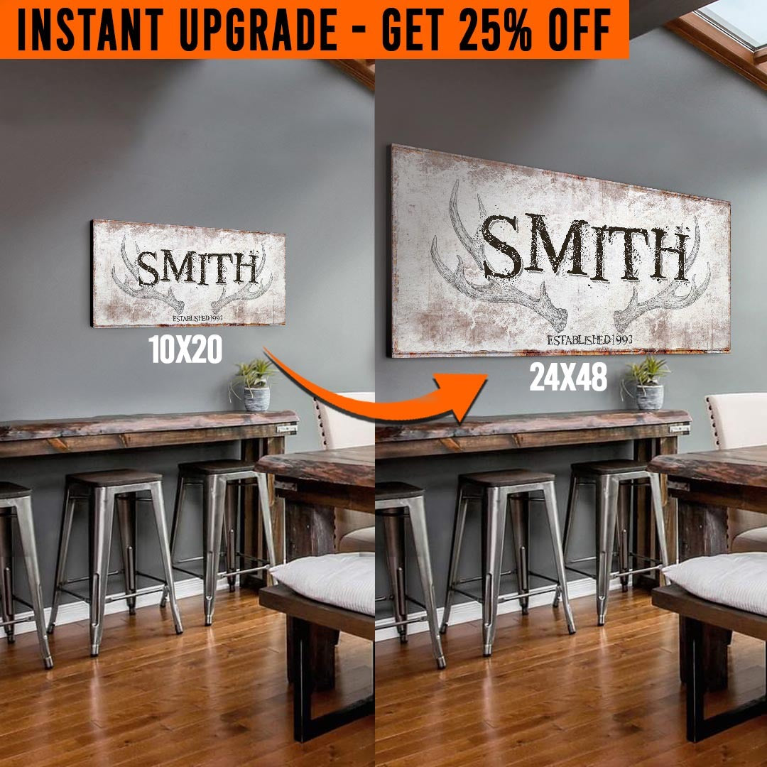Upgrade Your 'Rustic Family Antler' Style 1 Canvas To 24x48 Inches on sale at MyriadMart