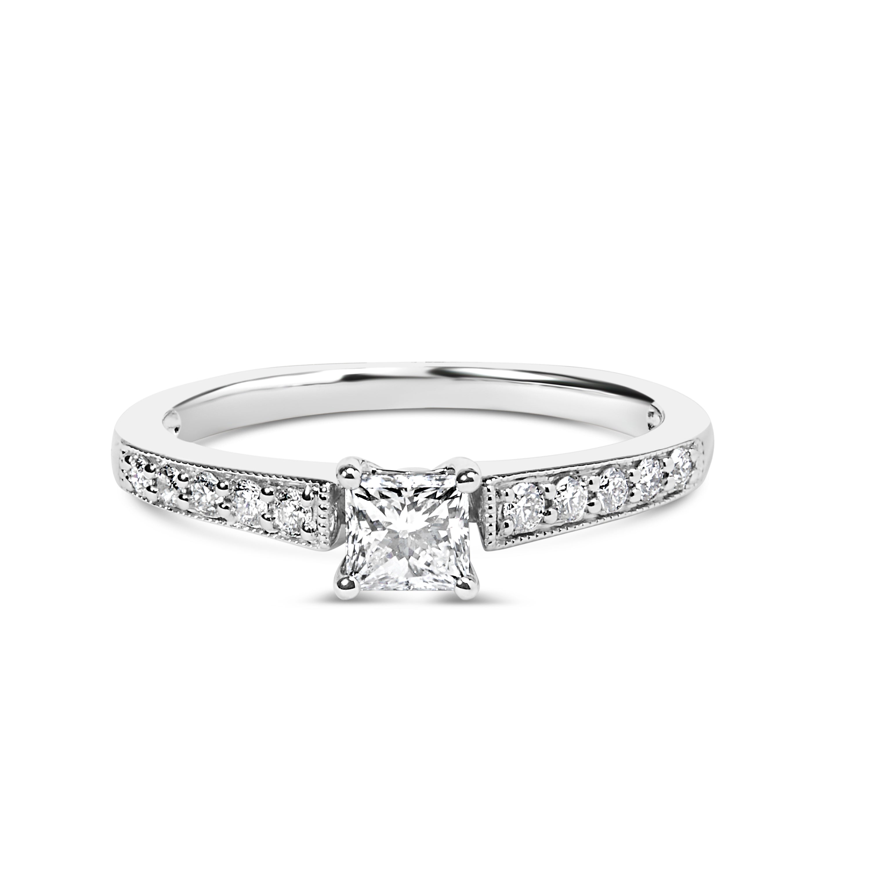 14K White Gold Diamond 1/2 Cttw Princess Cut Diamond Engagement Ring G-H Color, VS2-SI1 Clarity - Size 7 on sale at MyriadMart