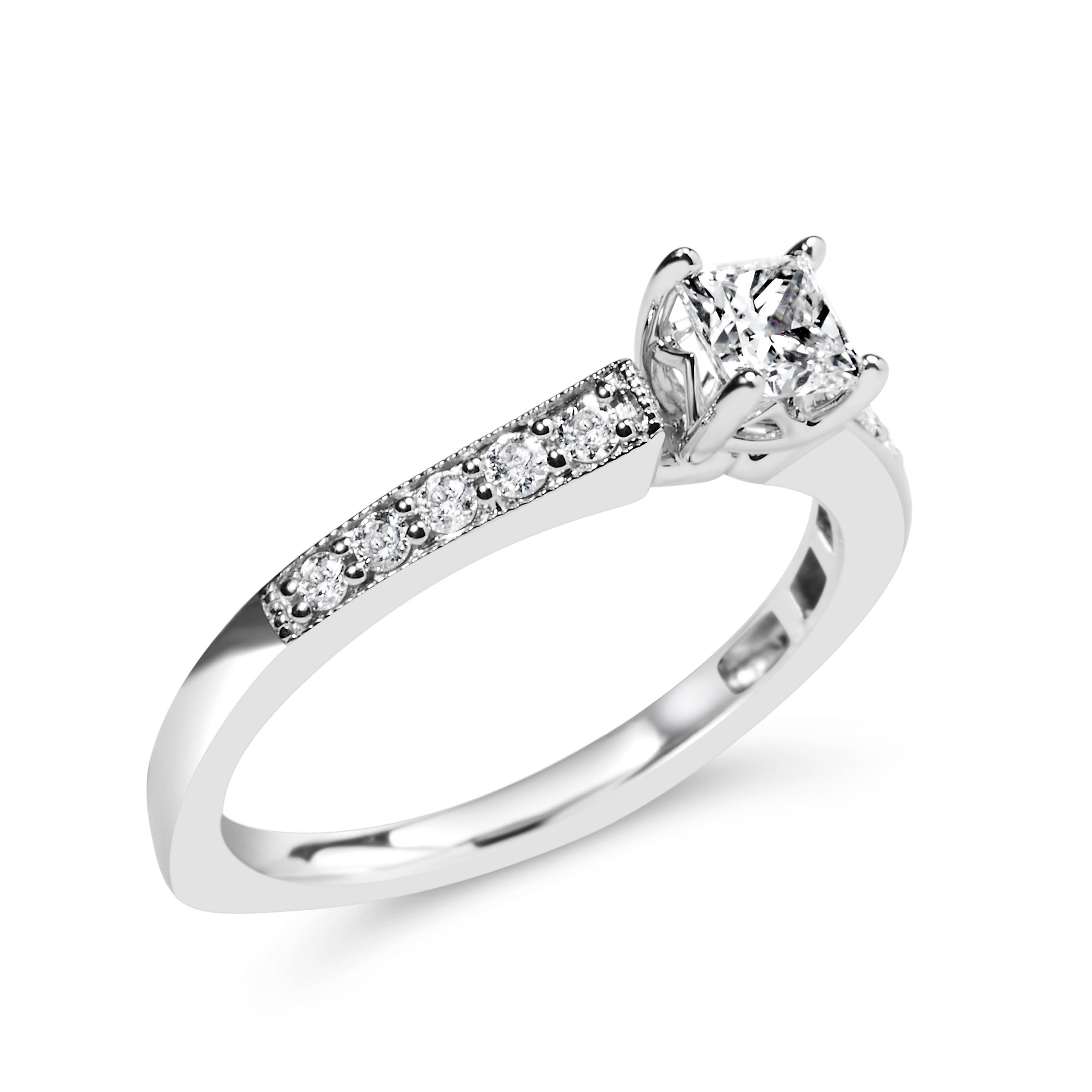 14K White Gold Diamond 1/2 Cttw Princess Cut Diamond Engagement Ring G-H Color, VS2-SI1 Clarity - Size 7 on sale at MyriadMart