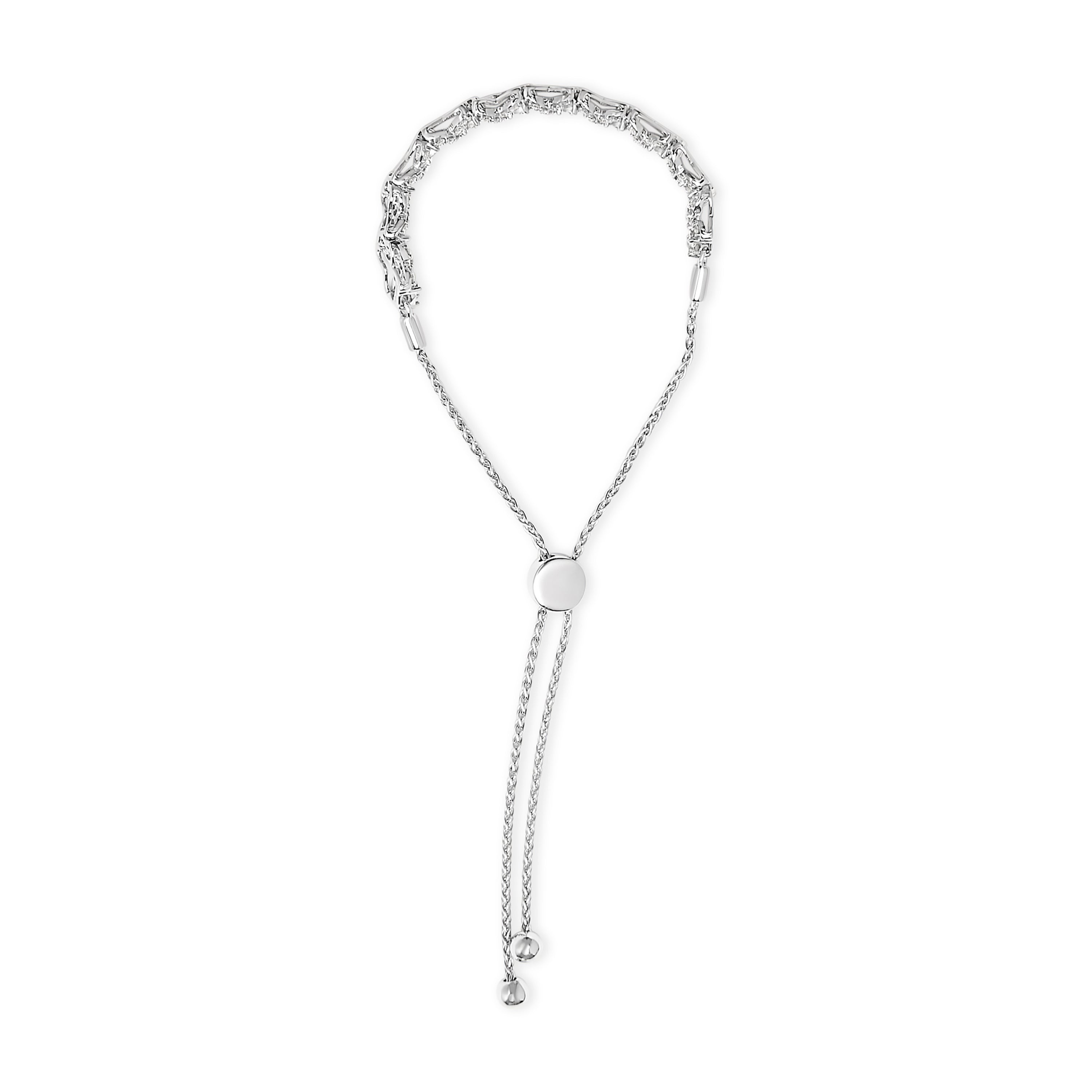 .925 Sterling Silver 1.0 Cttw Diamond X Link Bolo Bracelet on sale at MyriadMart