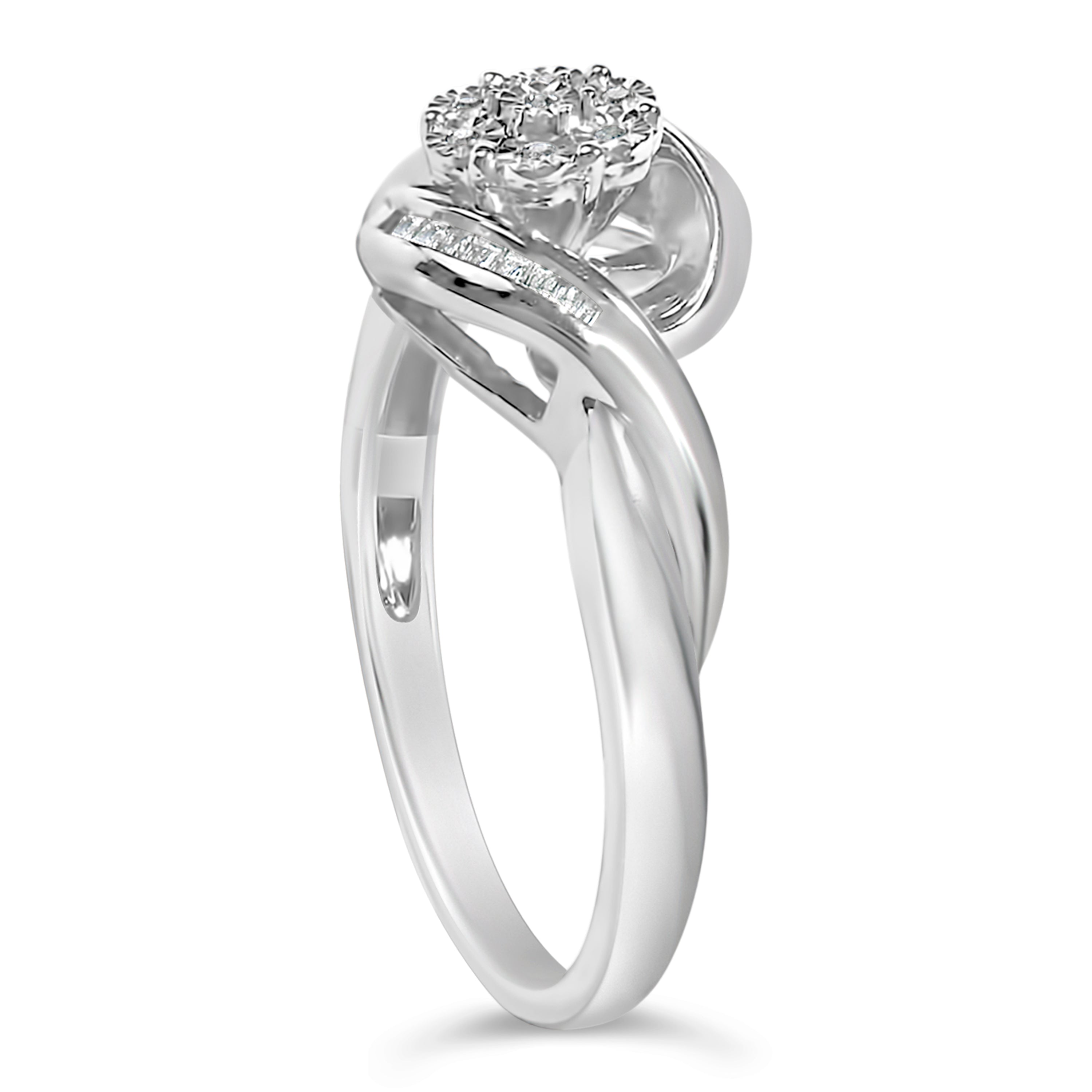 Sterling Silver 1/10 Cttw Diamond Bypass Cluster Ring on sale at MyriadMart