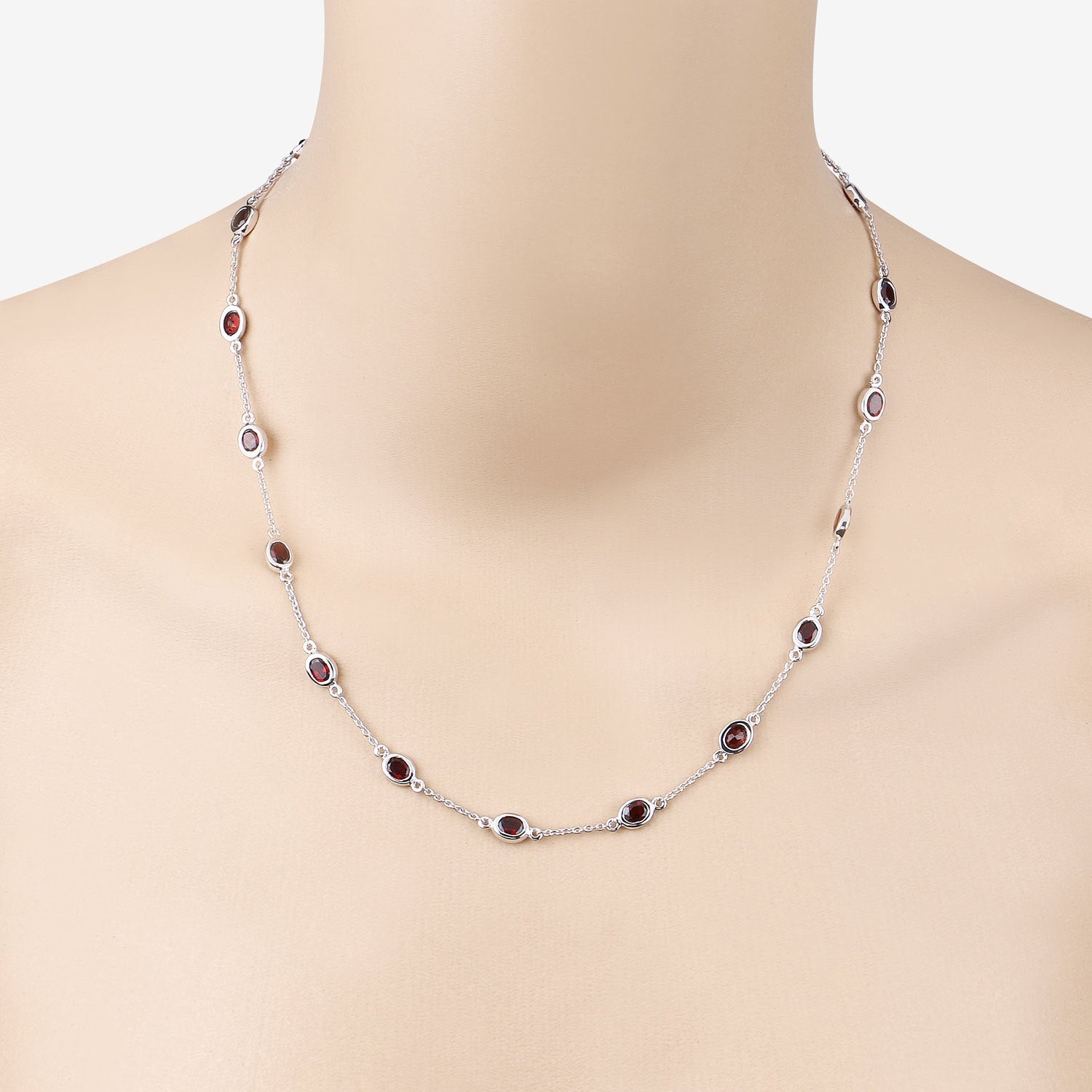8.10 Carat Genuine Garnet .925 Sterling Silver Necklace on sale at MyriadMart