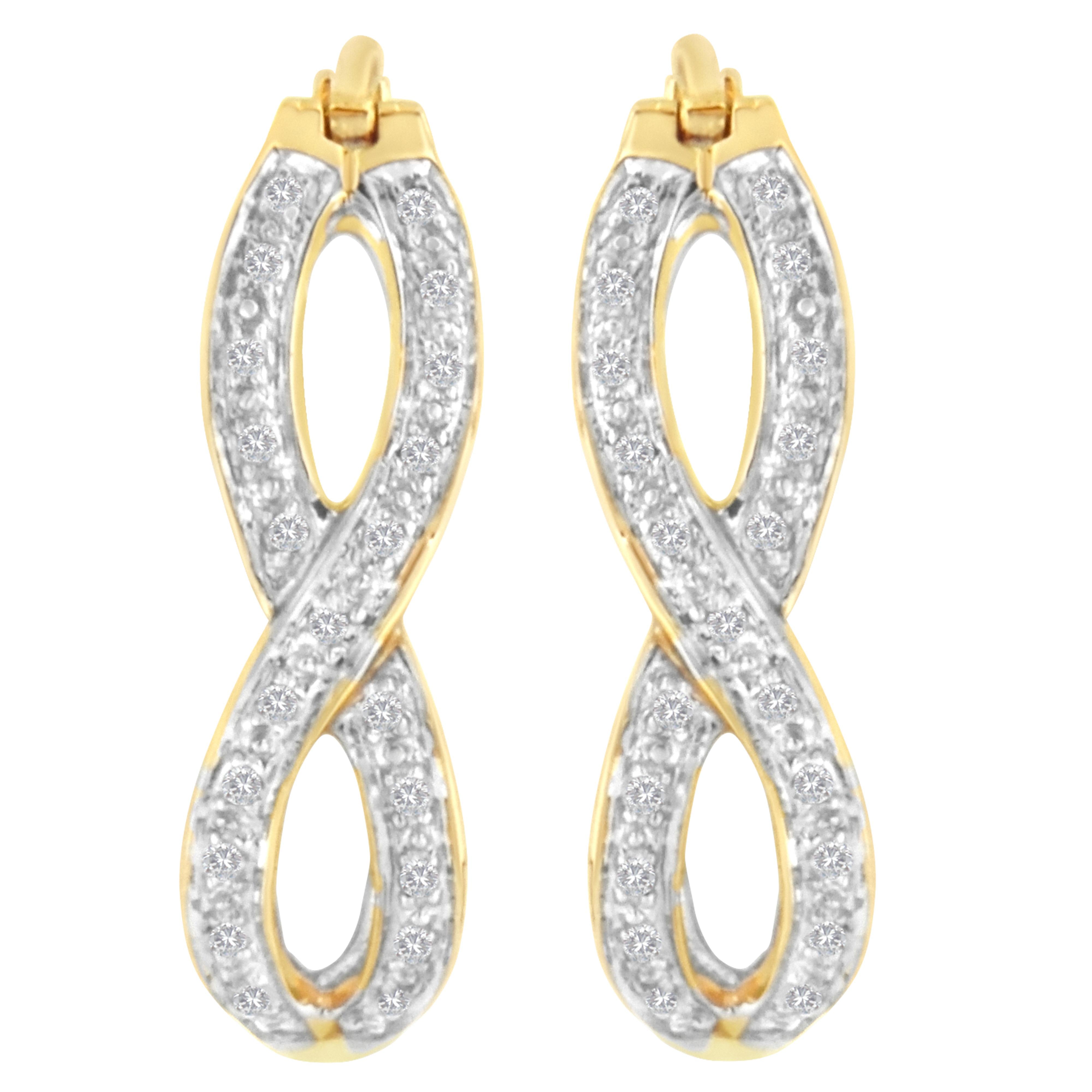 10K Yellow and White Gold 1/4 cttw Diamond Double Infinity Hoop Earrings I-J Clarity, I1-I2 Color on sale at MyriadMart