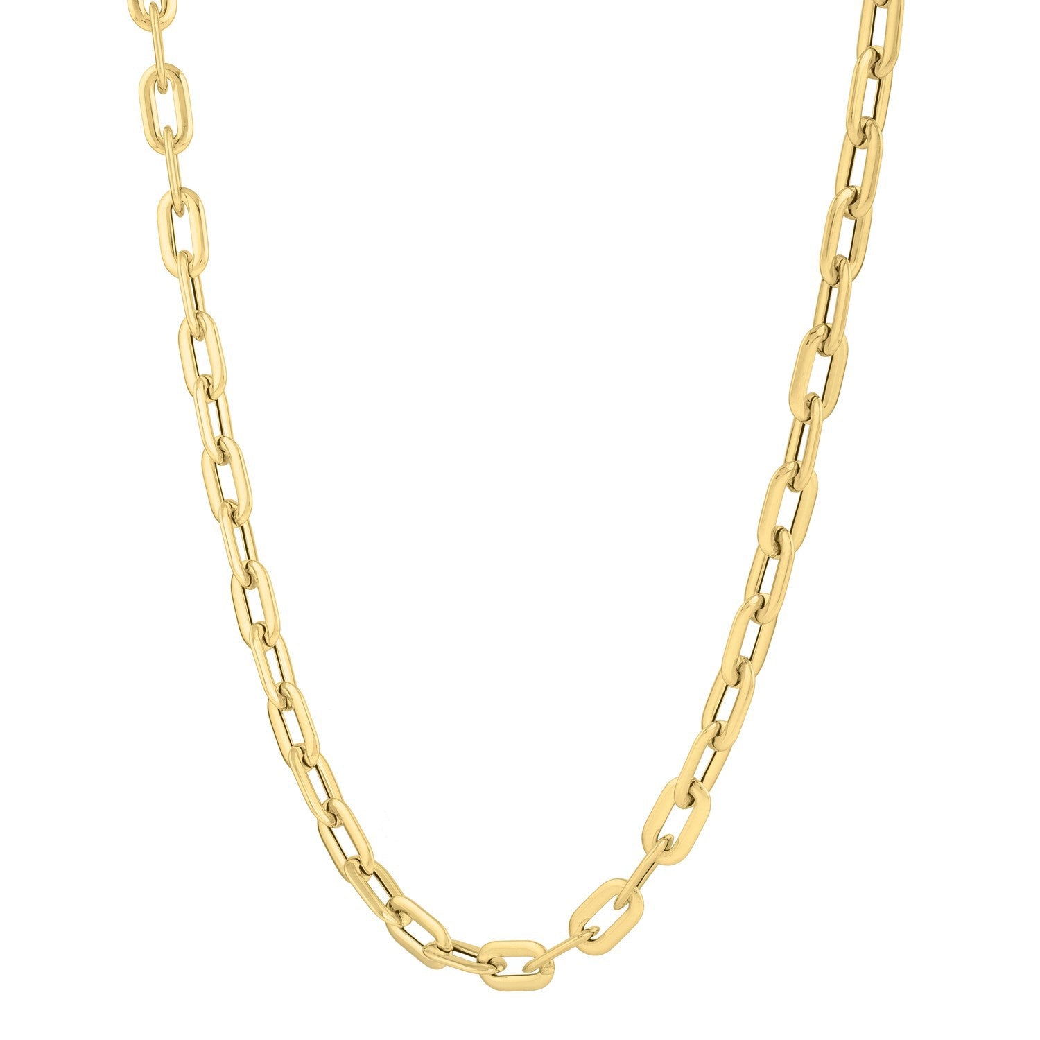 14k Yellow Gold Oval Domed Paperclip Chain Necklace 5.30 mm on sale at MyriadMart