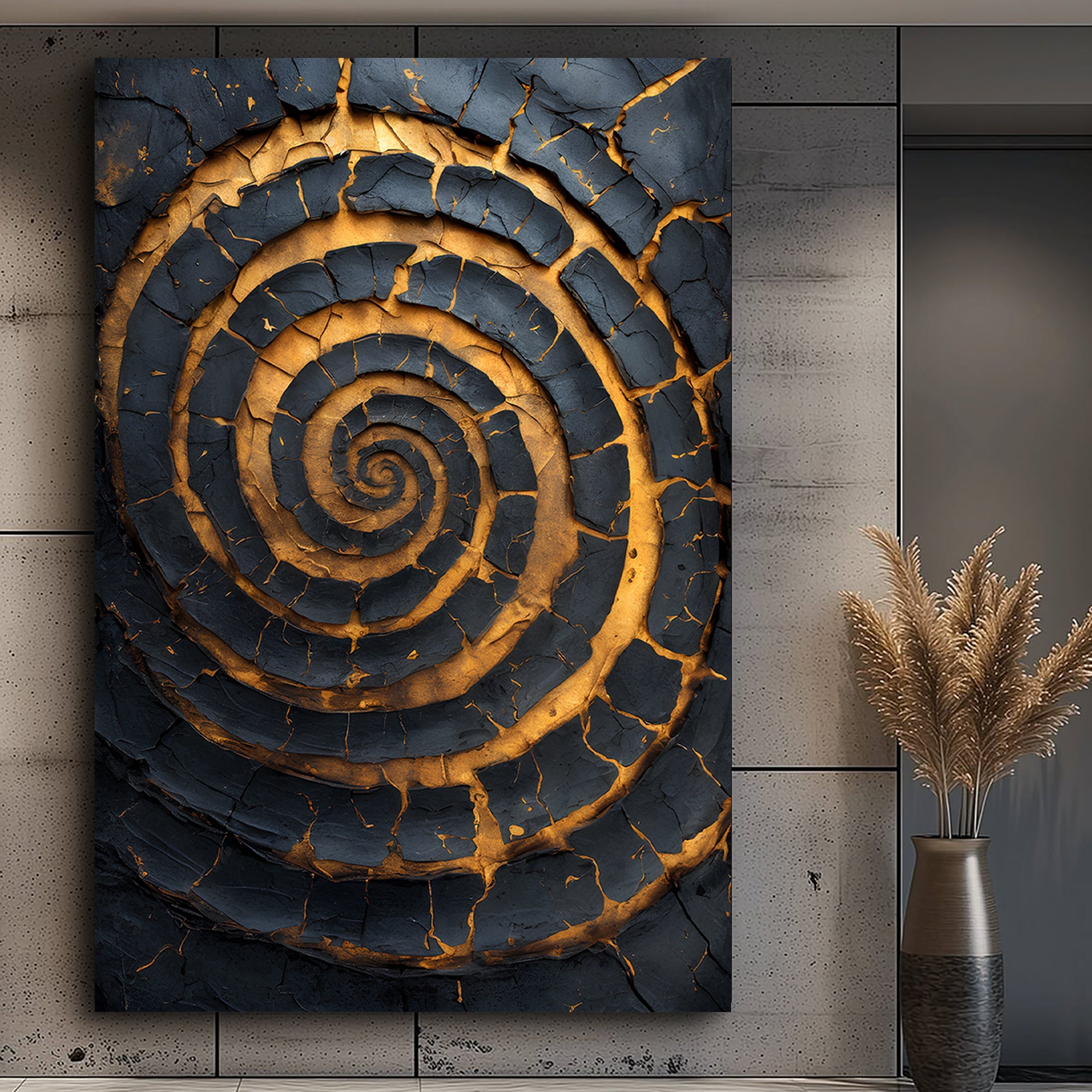 Black and Gold Spiral Wall Art on sale at MyriadMart
