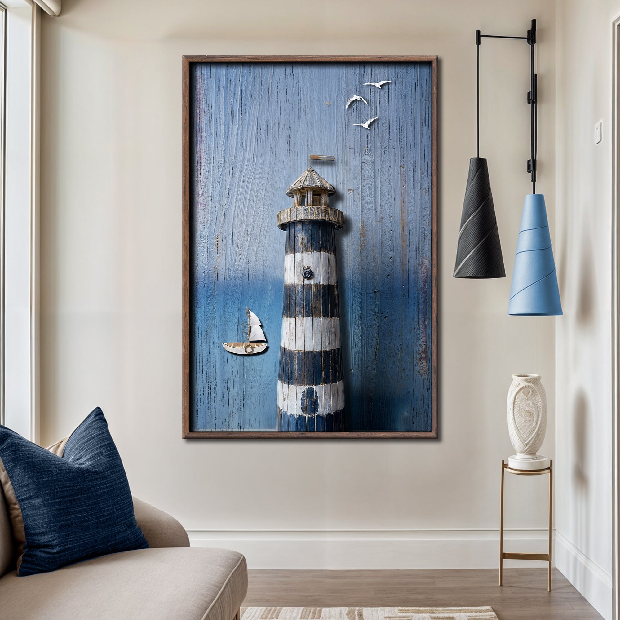 Wooden Lighthouse Coastal Wall Art III on sale at MyriadMart