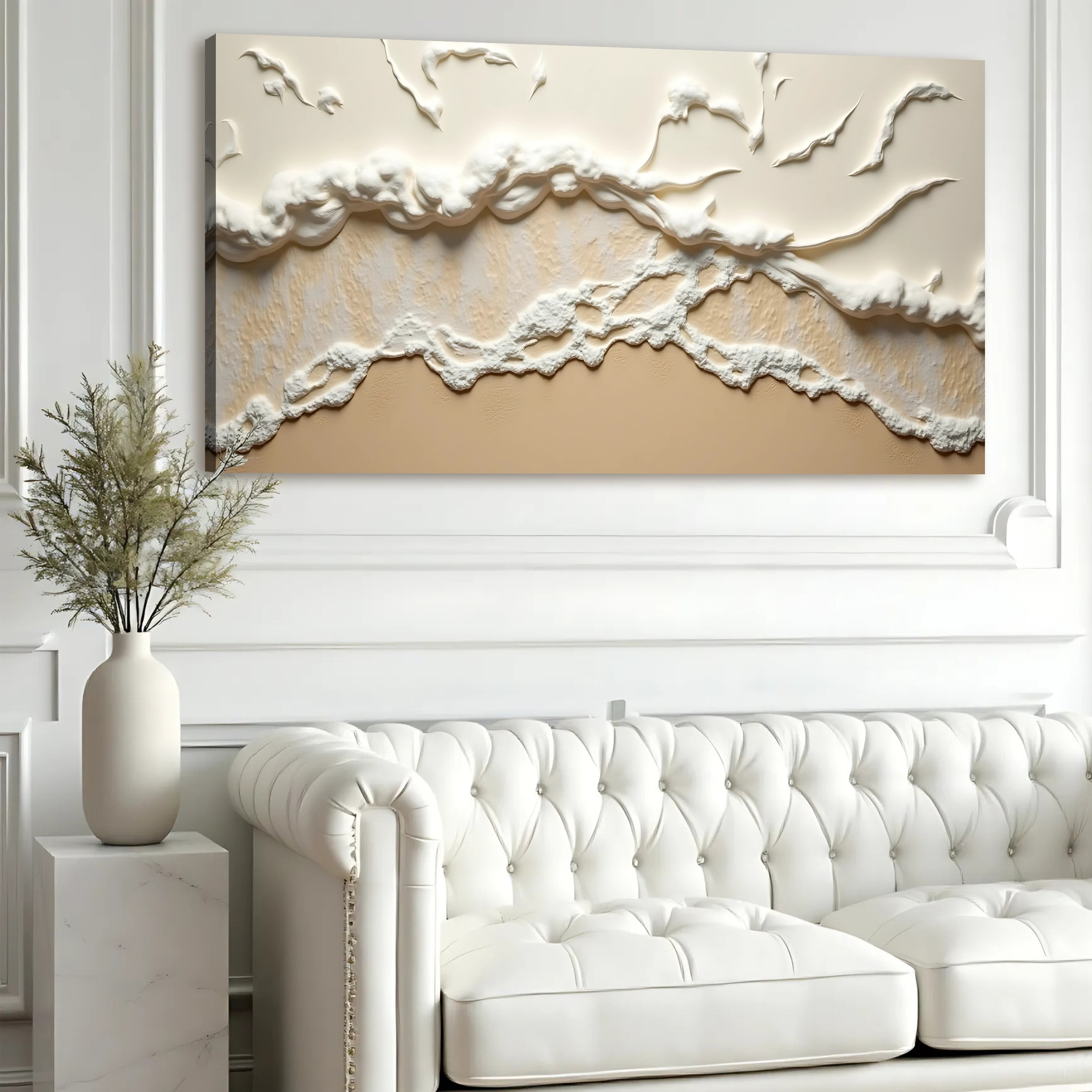Beige Abstract Ocean Waves Wall Art on sale at MyriadMart