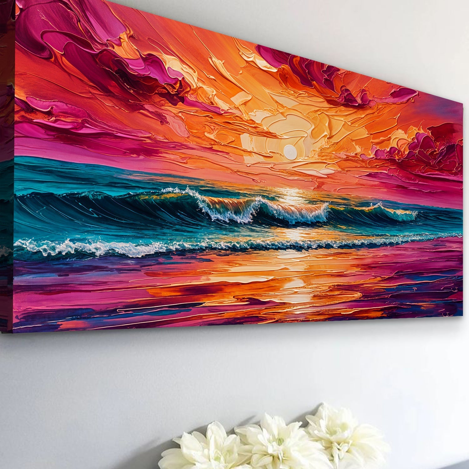 Coastal Sunset Impasto Wall Art on sale at MyriadMart